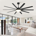 Fanbulous 72 inch Large Ceiling Fans with Lights and Remote, Outdoor Black Ceiling Fan with 10 Blades, 32W LED light 3 CCT, 6 Speed Reversible Quiet DC Motor, Modern Ceiling Fan for Living Room Patio