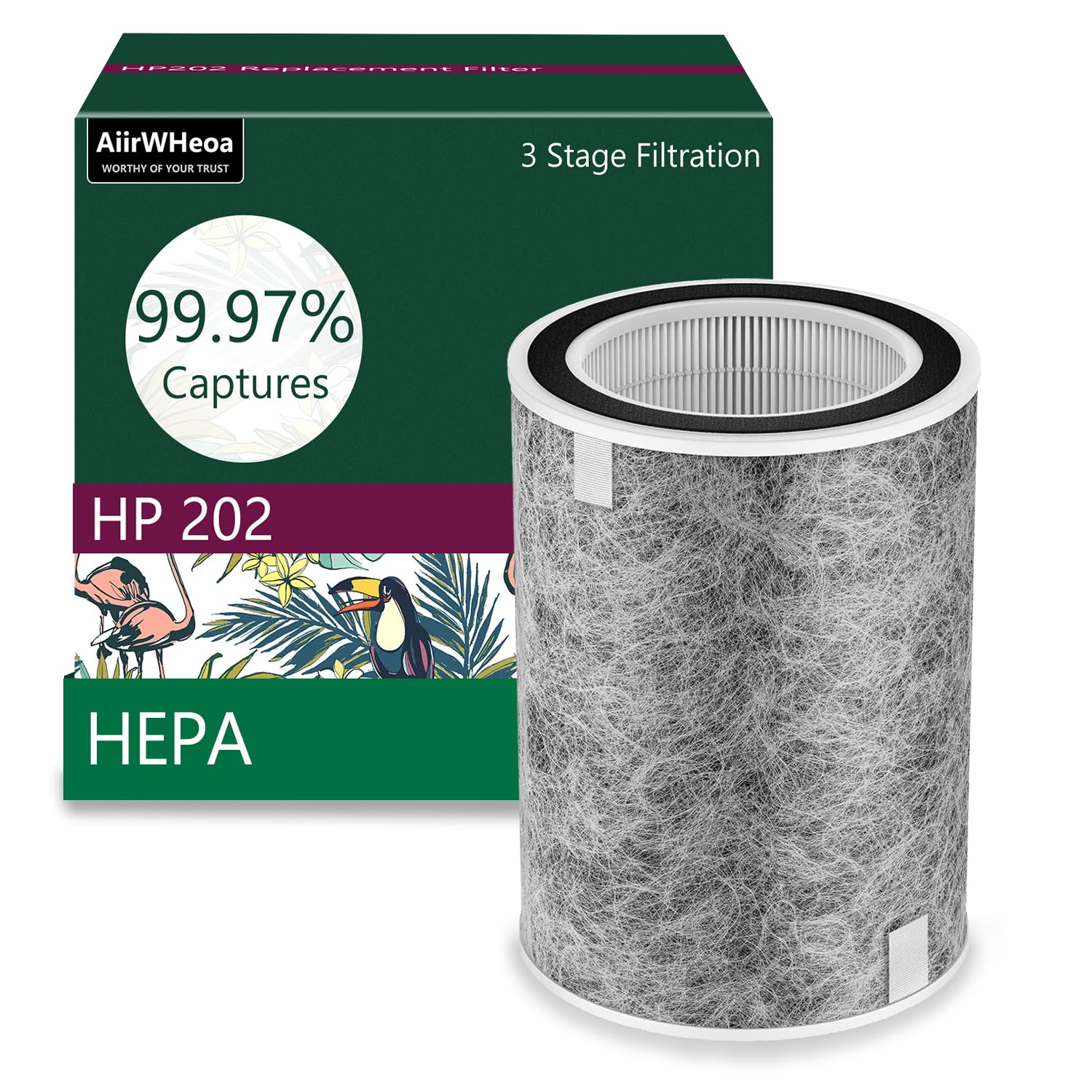 HP202 HP201 True HEPA Air Purifier MAX Filter Compatible with Shark HP200 Series, HP202, HP201, HP232, HP302 and HC502, Part # HE2FKBAS, HE2FKBASMB, 1 Pack