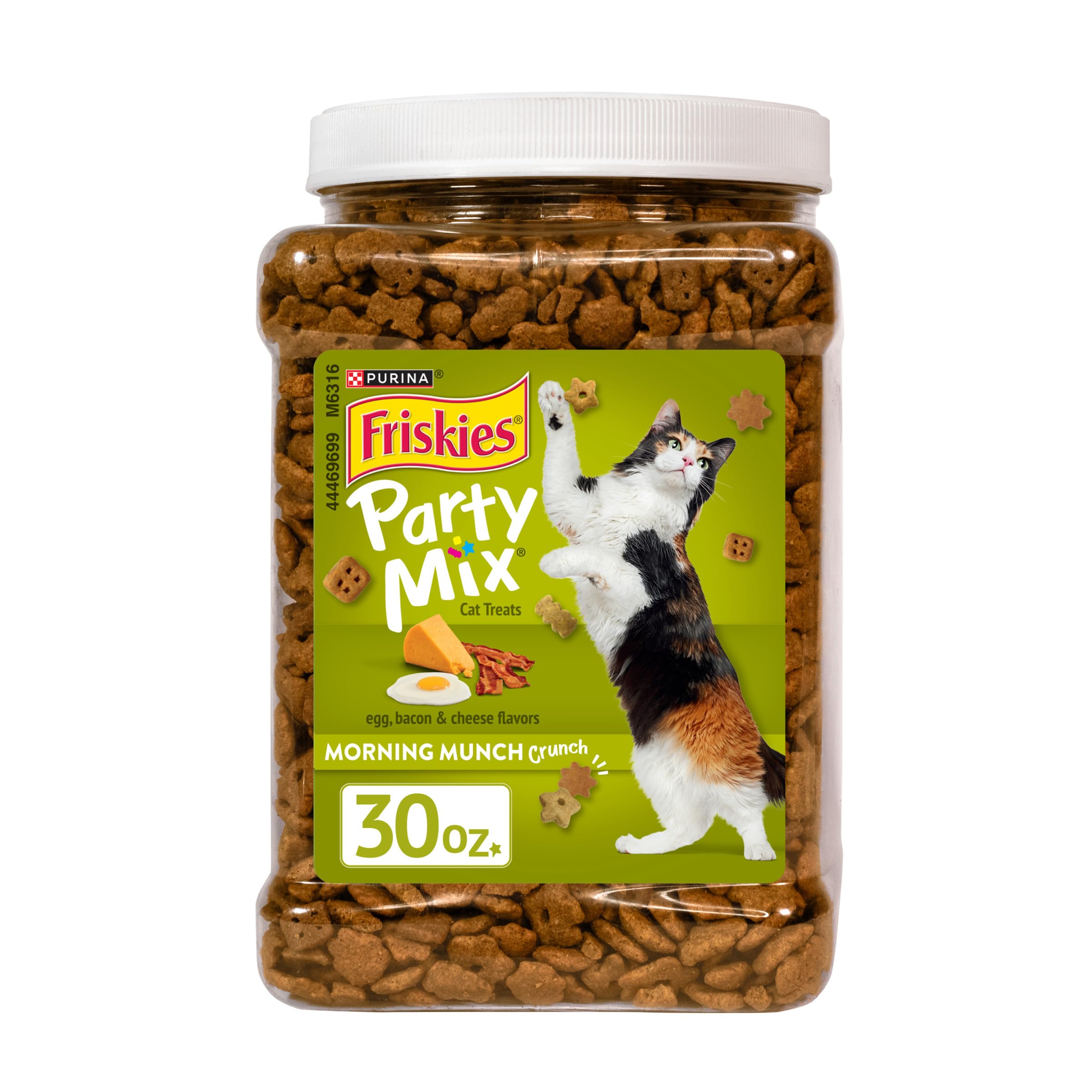 Purina Friskies Party Mix Morning Munch Crunch Egg,?Bacon?and Cheese Flavors?Cat Treats - 30 oz Canister