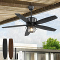 Fanbulous 52" Outdoor Ceiling Fans with Lights and Remote Control,IP65 Wet Rated Waterproof Ceiling Fan with 6-Speed DC Motor, Farmhouse Gazebo Fan for Porch Patios Pavilion?Black?
