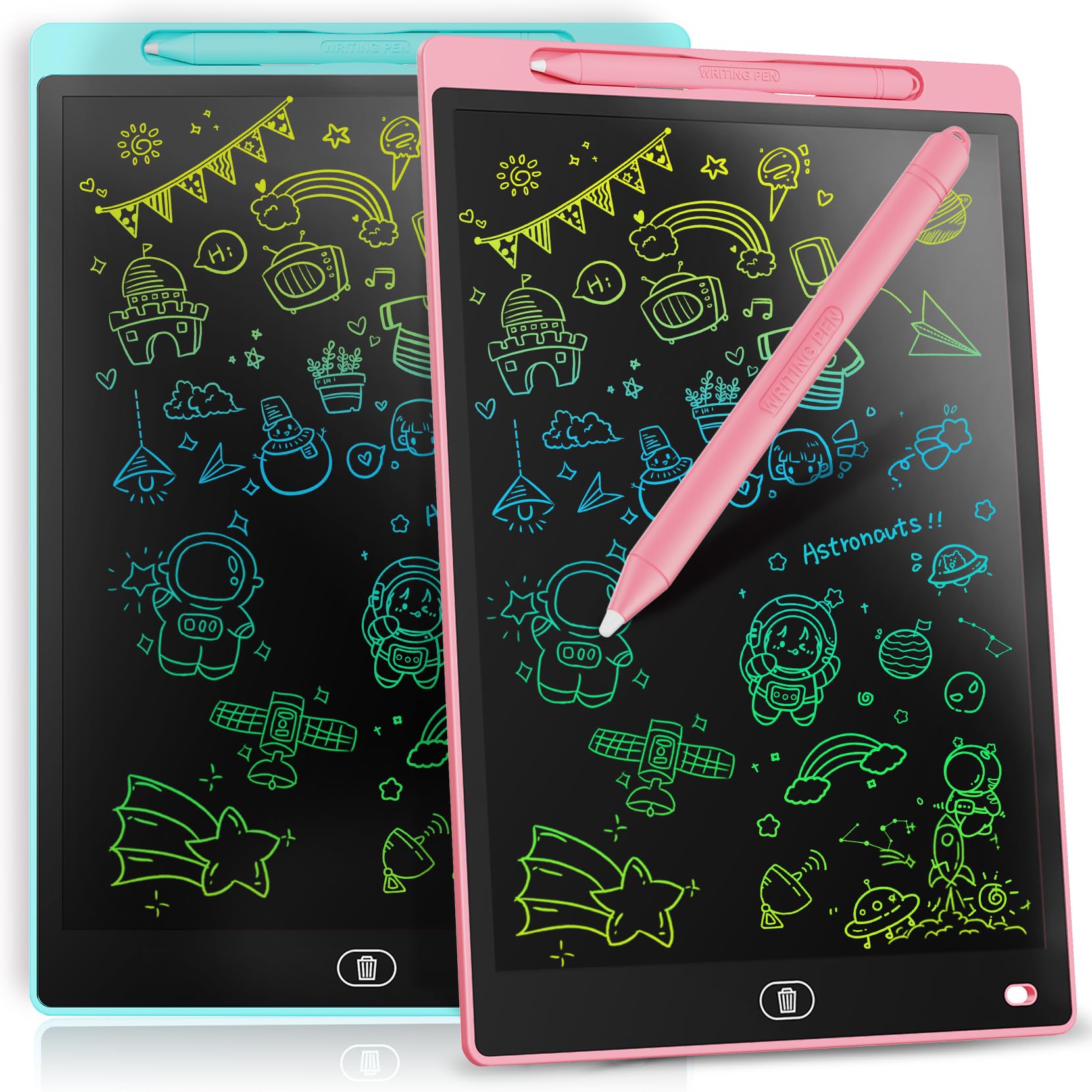 [2 Pack] Genialba LCD Writing Tablet 8.5-Inch Colorful Doodle Board, Toddler Learning Educational Toys Gifts for 3-8 Years Old Girls and Boys, Electronic Drawing Pad for Kids (Pink&Blue)
