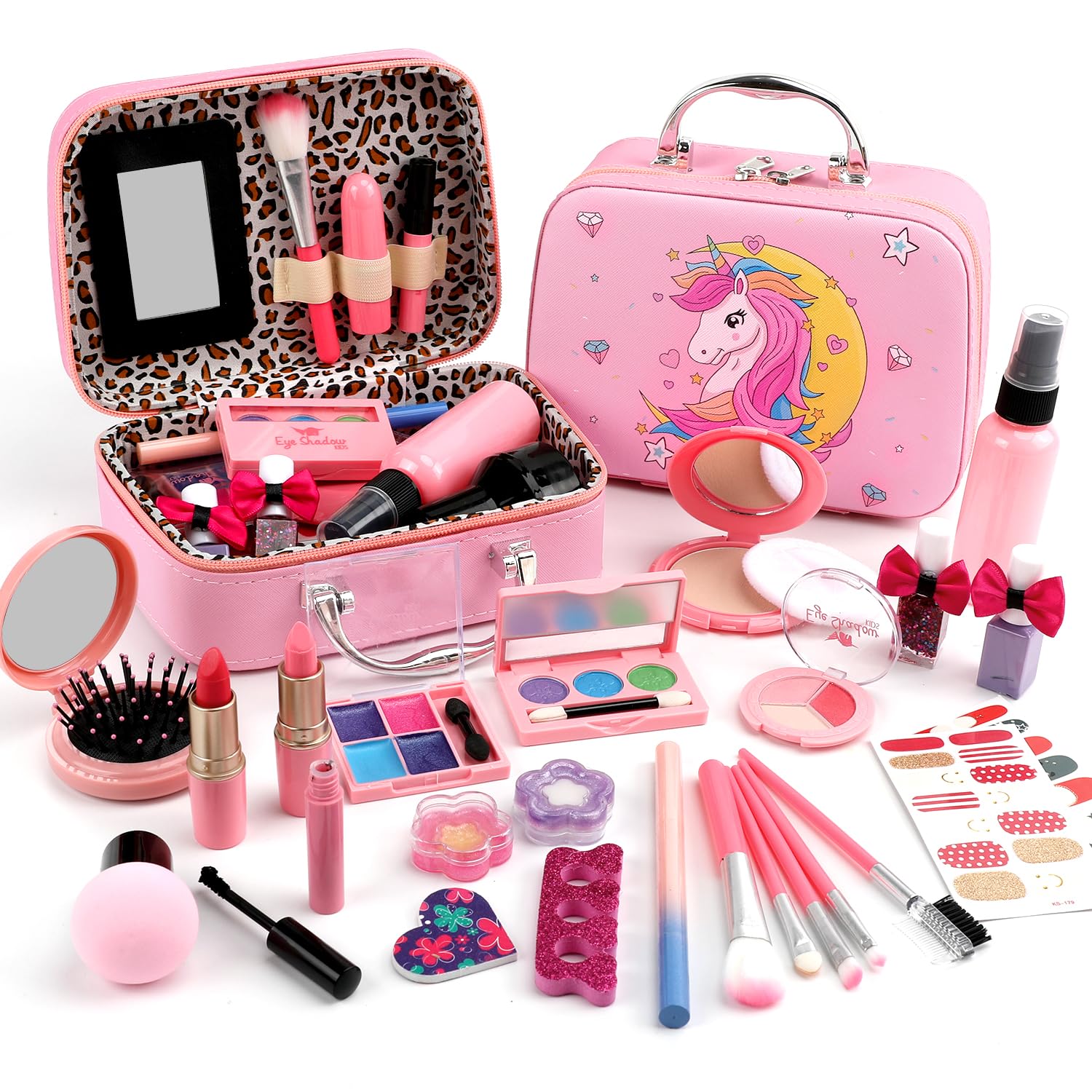 For Ideahome Washable Kids Makeup Girl Toys - Real Make Up Set for Toddler Little Girls Princess, Christmas Birthday Gift for Girls 4-12 Year Old