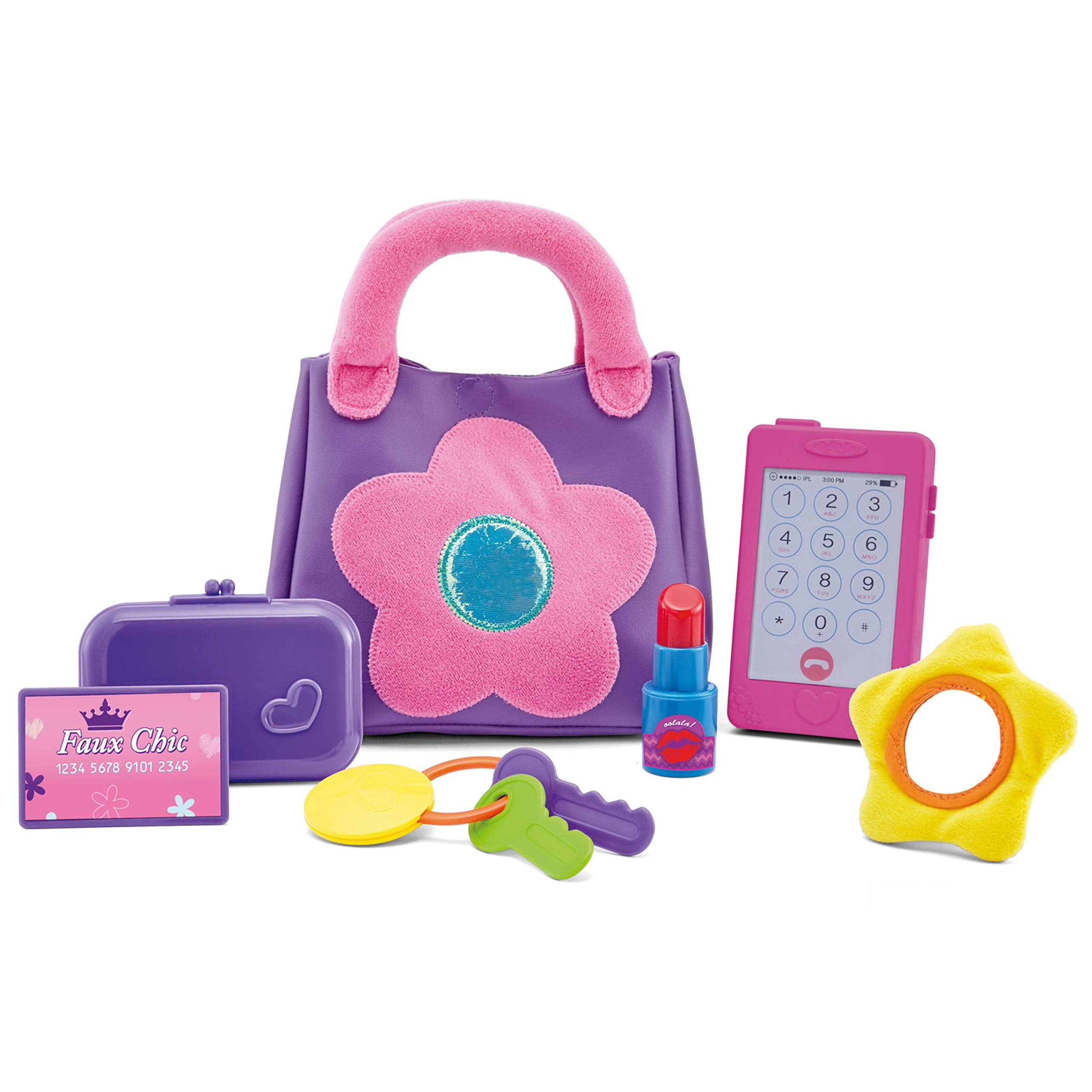 Kidoozie My First Purse - Pretend Play Purse with Wallet, Credit Card, Lipstick, Mirror, and More for Ages 2+. Kids Will Love Pretending to be Grown-ups!