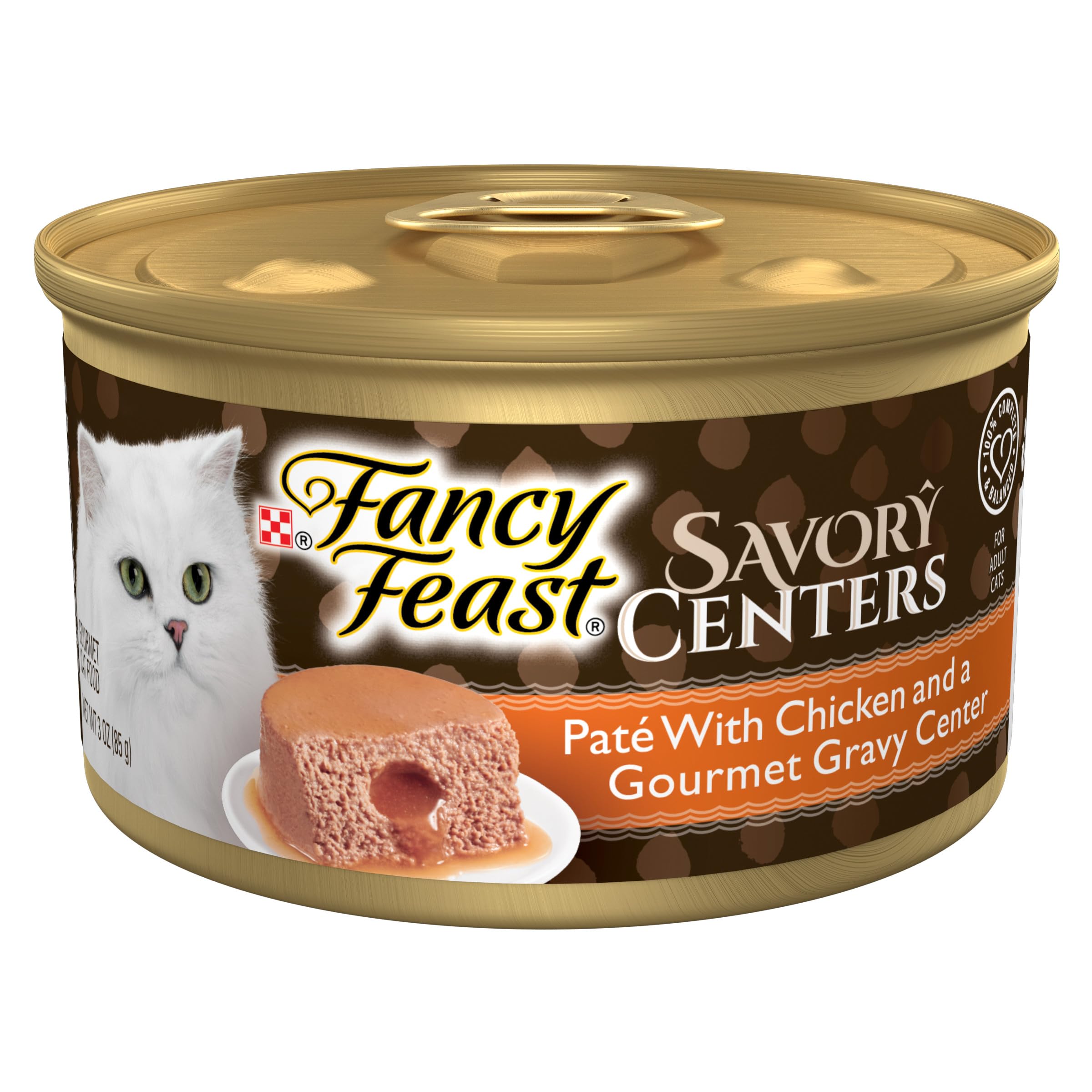 Purina Fancy Feast Savory Centers Gourmet Wet Cat Food Pate With Chicken and Gravy Center, (Pack of 24) 3 oz Cans