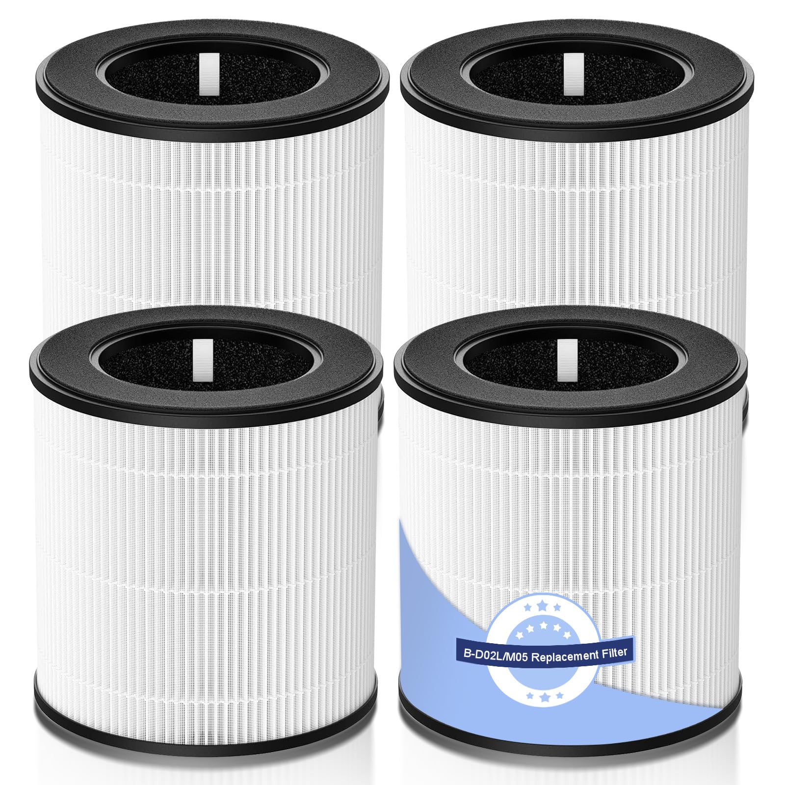 B-D02L M05 Replacement Filter Compatible with MOOKA B-D02L / M05 Air Purifier, for KOIOS B-D02L, for VEWIOR B-D02U Air Purifier, 3 in 1 True HEPA Activated Carbon Filter for Home Large Room, 4 Pack