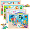 Wooden Princess Puzzles for Kids Age 3 4 5 Year Old, 4 Pack 24 Pcs Montessori Toddler Jigsaw Puzzles for Girl boy Activities Preschool Learning Educational Birthday Gift Travel Autistic Wooden Toys