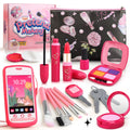 Woumserta Pretend Makeup Kit for Girls, Play Makeup Set for Kids 3-5, Toddler Makeup Kit with Fake Makeup Set, Car Key and Pretend Phone, Make up Toy Fake Makeup Gifts for Little Girls Birthday Gift