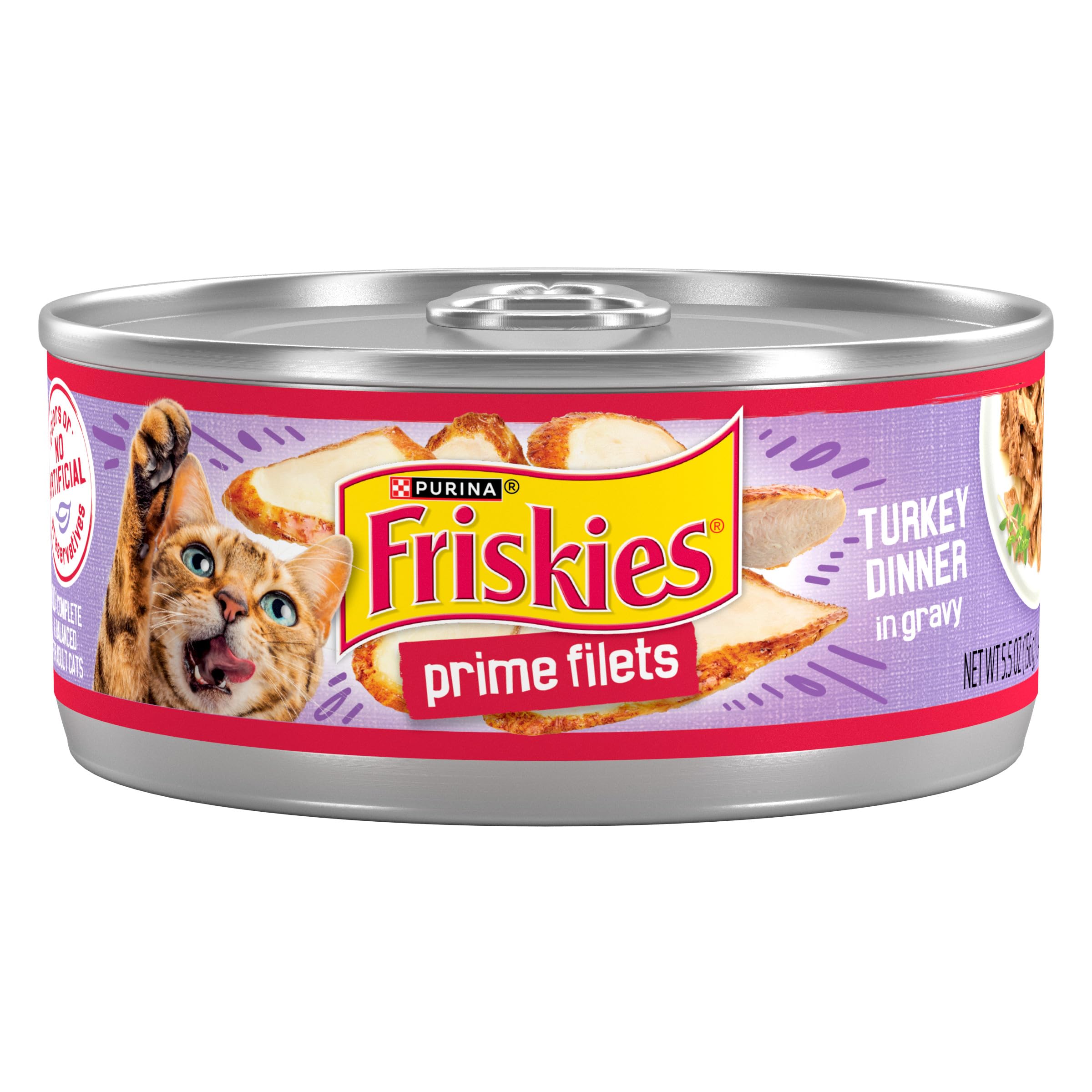 Purina Friskies Prime Filets Turkey Dinner in Wet Cat Food Gravy - (Pack of 24) 5.5 oz. Cans