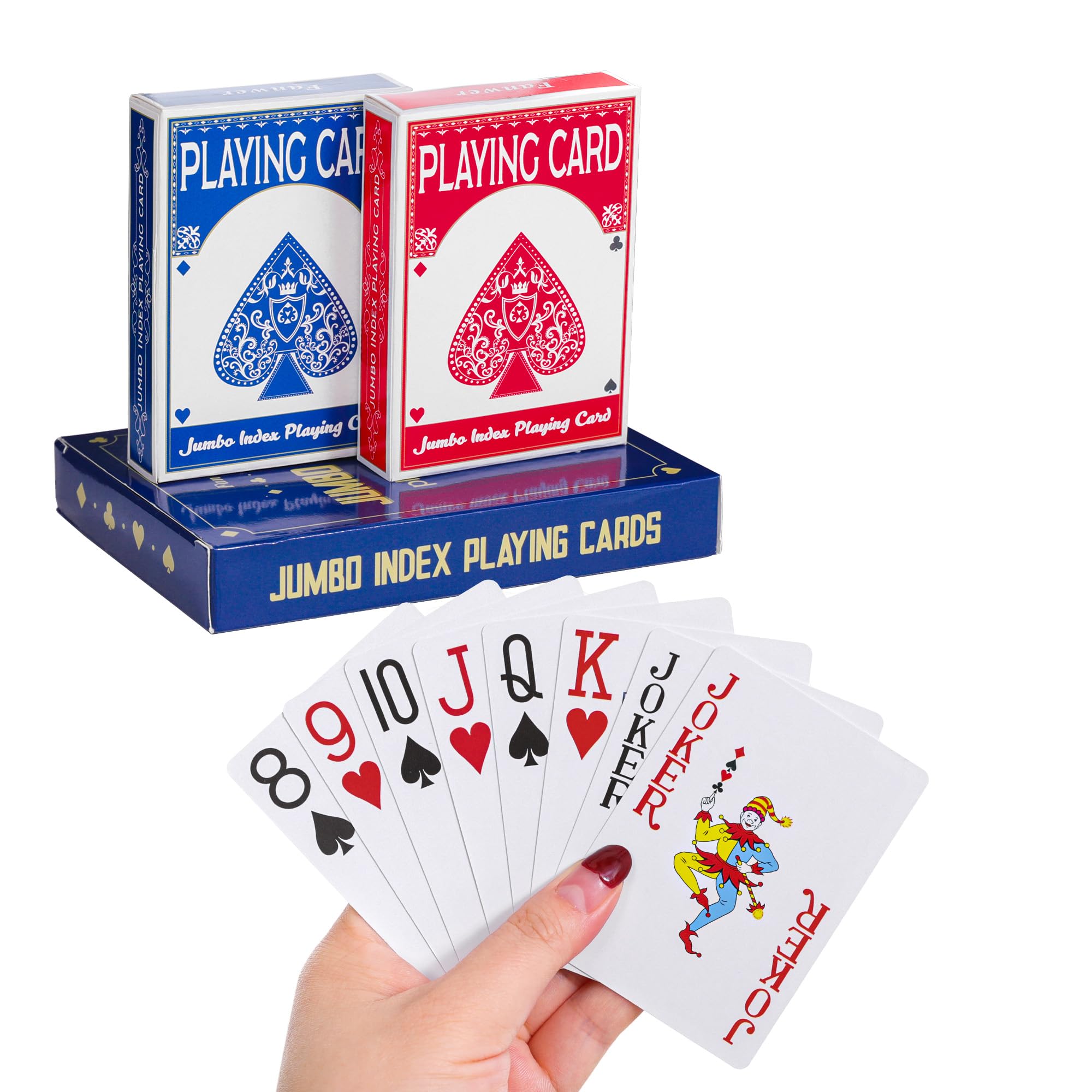Fanwer Playing Cards Large Print for Adults - 2 Pack, Large Print Playing Cards for Seniors, Vision Impaired, Low Vision Crowd, for Blackjack, Euchre, Canasta Card Game