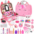 Heaning Real Kids Makeup Toys - Safe / Non-Toxic / Washable, Great Starter Make up Kit for Girls Toddlers, Princess Dress-Up, Gifts for Girl Aged 3-12, Pink