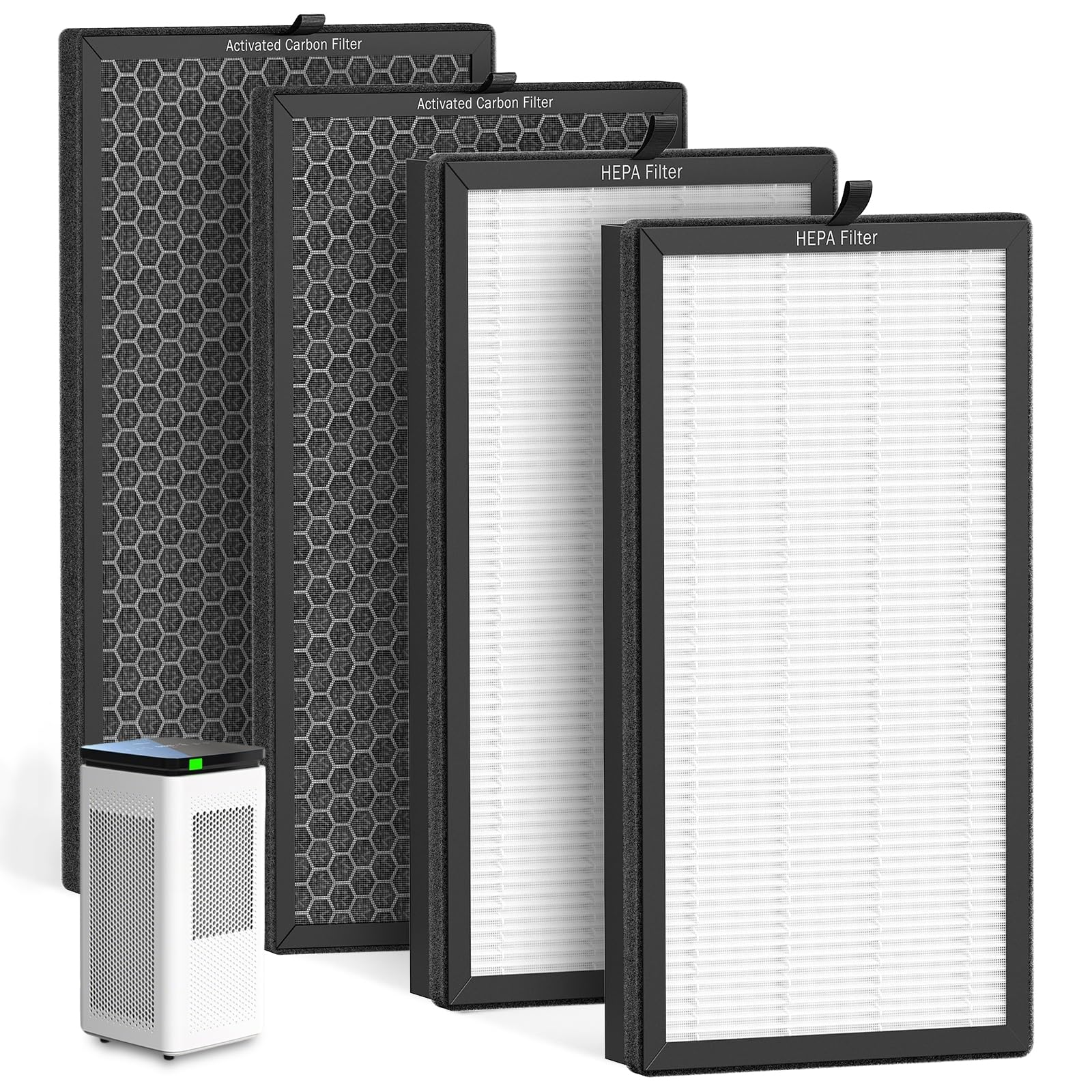 AP400 Replacement Filter Set for SIESEAN AP400 Air Purifier, 4-Pack with 2 HEPA Filters and 2 Activated Carbon Filters, 3-in-1 Filtration System
