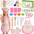 LovesTown Kids Cooking and Baking Sets, 32PCS Kids Chef Hat and Apron Pretend Play Toys for Toddler Gifts for Boys Girls