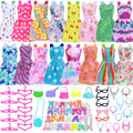 42 pcs Doll Clothes and Accessories Including 10 pcs Fashion Mini Dresses 32 pcs Shoes, Glasses, Necklaces, Handbag, Hangers Accessories for 11.5 Inch Girl Doll