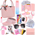Play Purse for Little Girls, 34PCS Toddler Sports Purse with Sun Hat, Wristbands, Water Bottle, Princess Toys Includes Handbag, Wallet, Pretend Makeup for Kids Purse Birthday Gift for Girls 3 4 5 6 +