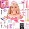 KUBUSFLY 44Pcs Hair Styling Doll Head Toys for Girls, Kids Makeup Hair Salon Pretend Play Styling Kit with Hairdryer, Straightener, Beauty Hair Toy Christmas Birthday Gift for Toddler Girls 3 4 5 6+