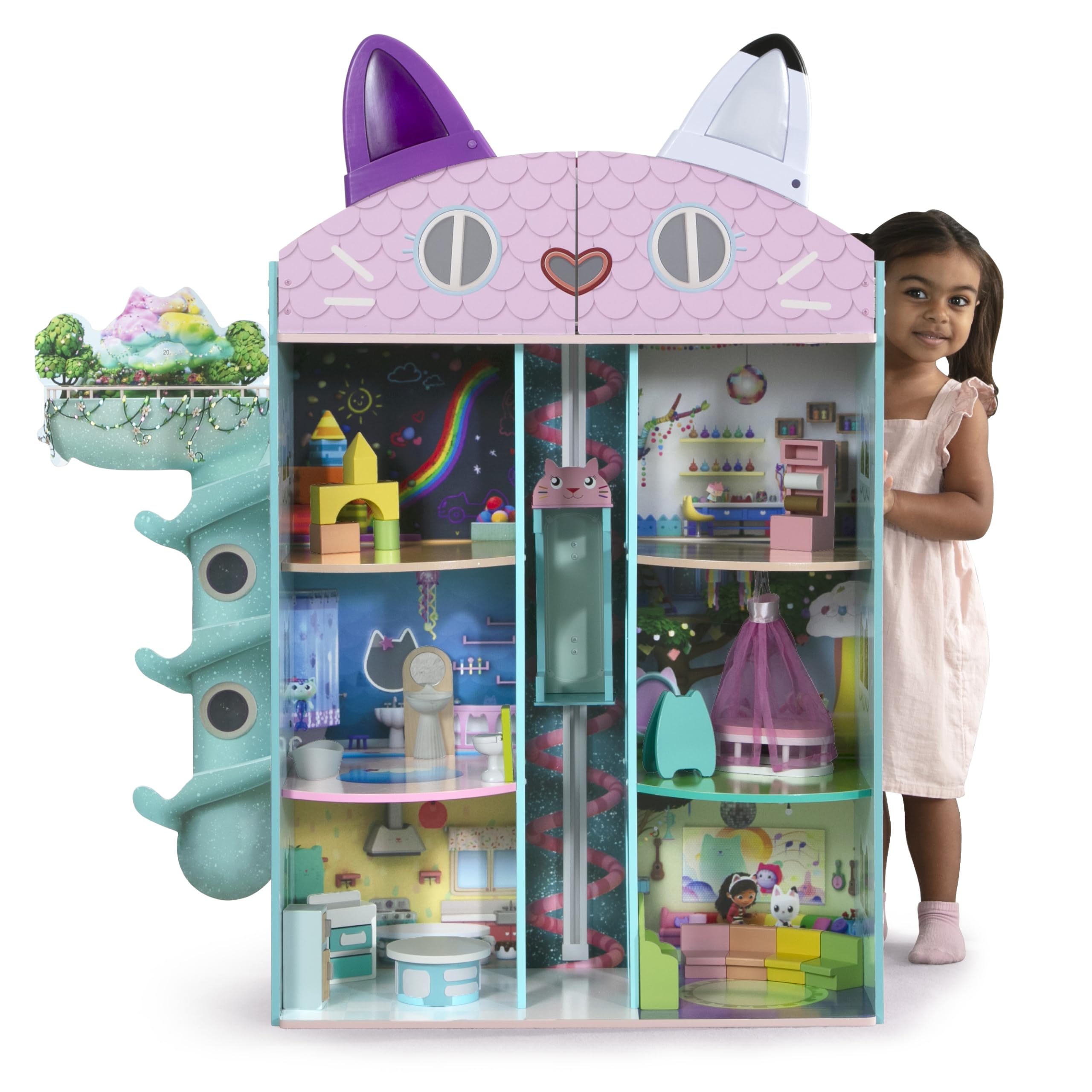 Gabby’s Dollhouse Purrfect Playhouse by Delta Children – Features Sounds & Light Up Ear - Includes 20 Accessories - Fits 8-inch Dolls - Pretend Play Dream Gift for Ages 3