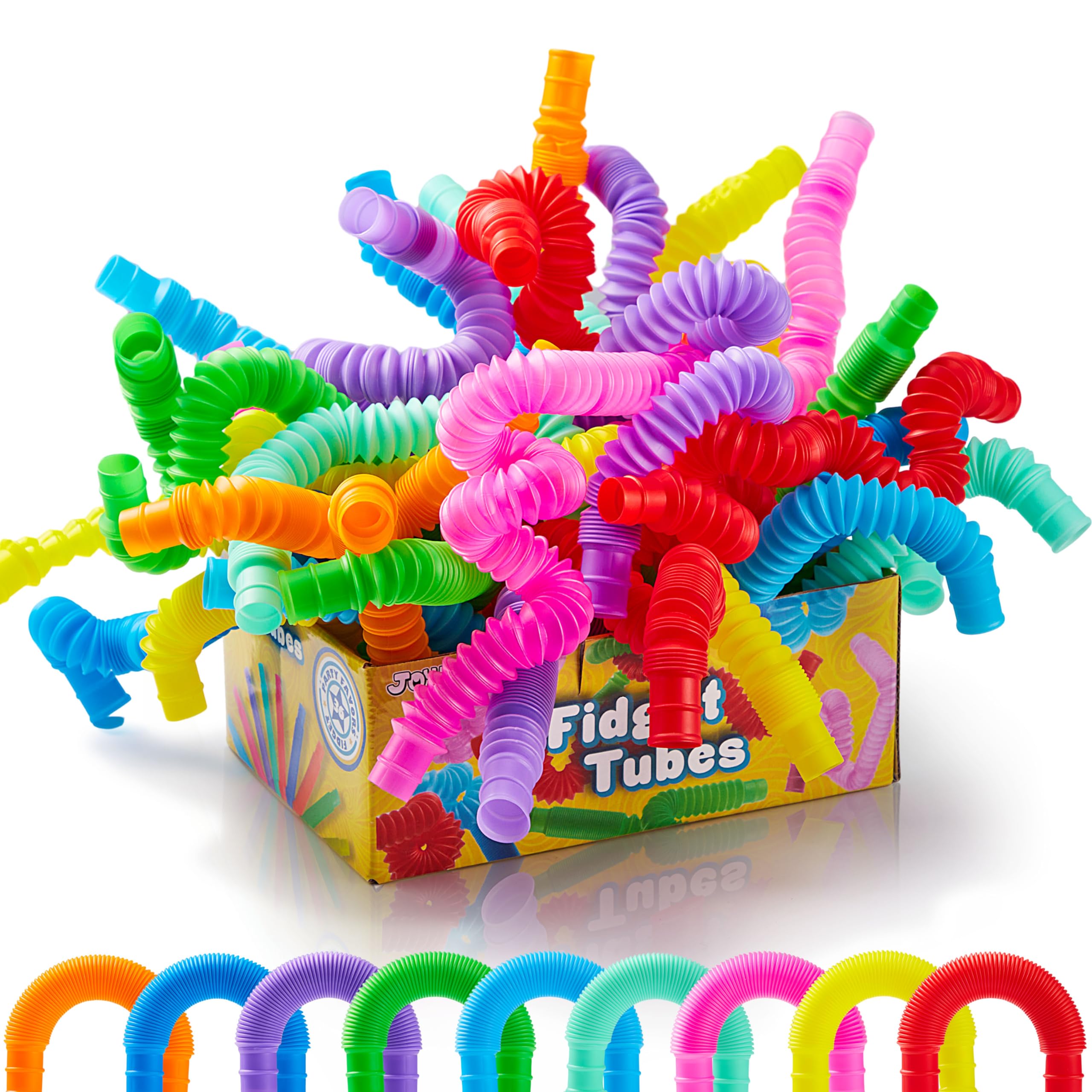 JOYIN 18 Pack Pop Tubes, Sensory Toys (Small) Fidget Toys Party Favors - 9 Colors, Creativity Learning & Fun for Kids - Perfect for Prizes Goodie Bags, Classroom School Reward