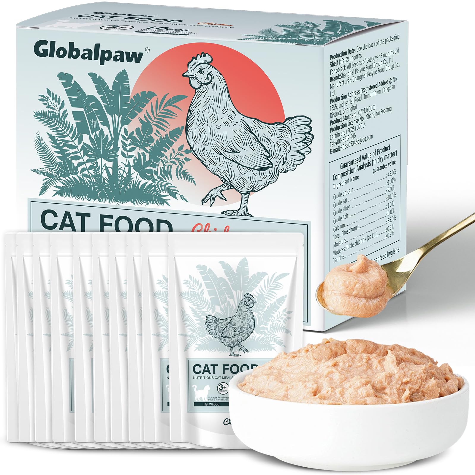 Lickable Creamy Cat Treats for Adult & Senior Cats, Premium Wet Pet Food Delectables Bisque for Cats Dogs Chicken Recipe Protein-Rich - (Pack of 10) 2.8 oz Pouches (Wet Cat Food Pack of 10)