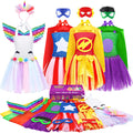 DOLNOW Girls Dress up Trunk Girl Pretend Play Costumes,12pcs Role Play Set with Supergirl Hero Costumes for Toddler Little Girl's Ages 3 4 5 6 Years