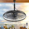 AHAWILL Outdoor Ceiling Fans with Lights, 20'' Gazebo Fan, Plug in Ceiling Fan for Patios, Pergola, Ceiling Fan with Remote Control, Hanging with Hook,Black