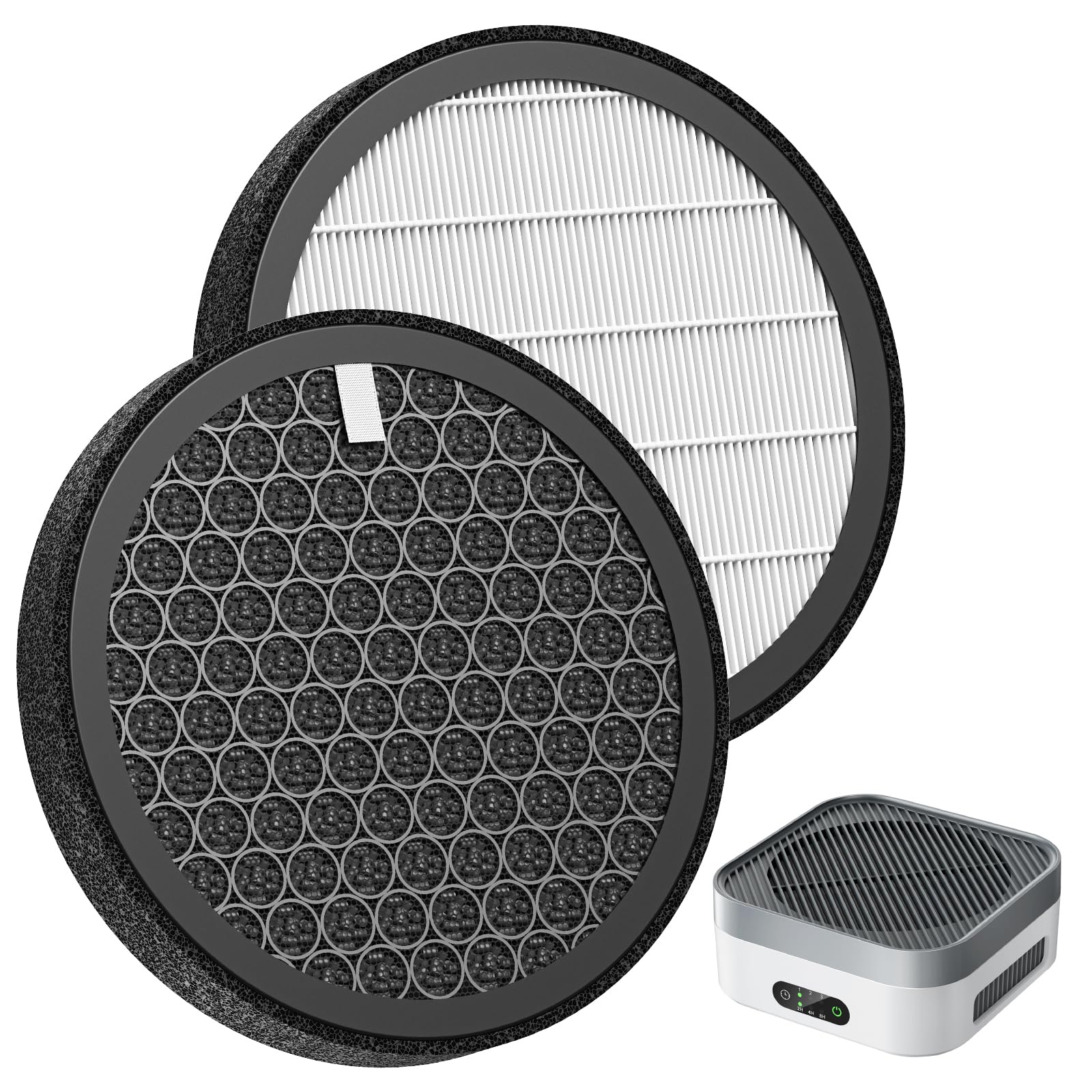 2-Pack MB-032 Replacement Filt-ers for TDBYWAE MB-032 Air Purifier, 3-IN-1 Hepa Filt-ers with Activated Carbon Particles for Pets, Smoke, 2025 Upgraded Carbon Particle Filt-er