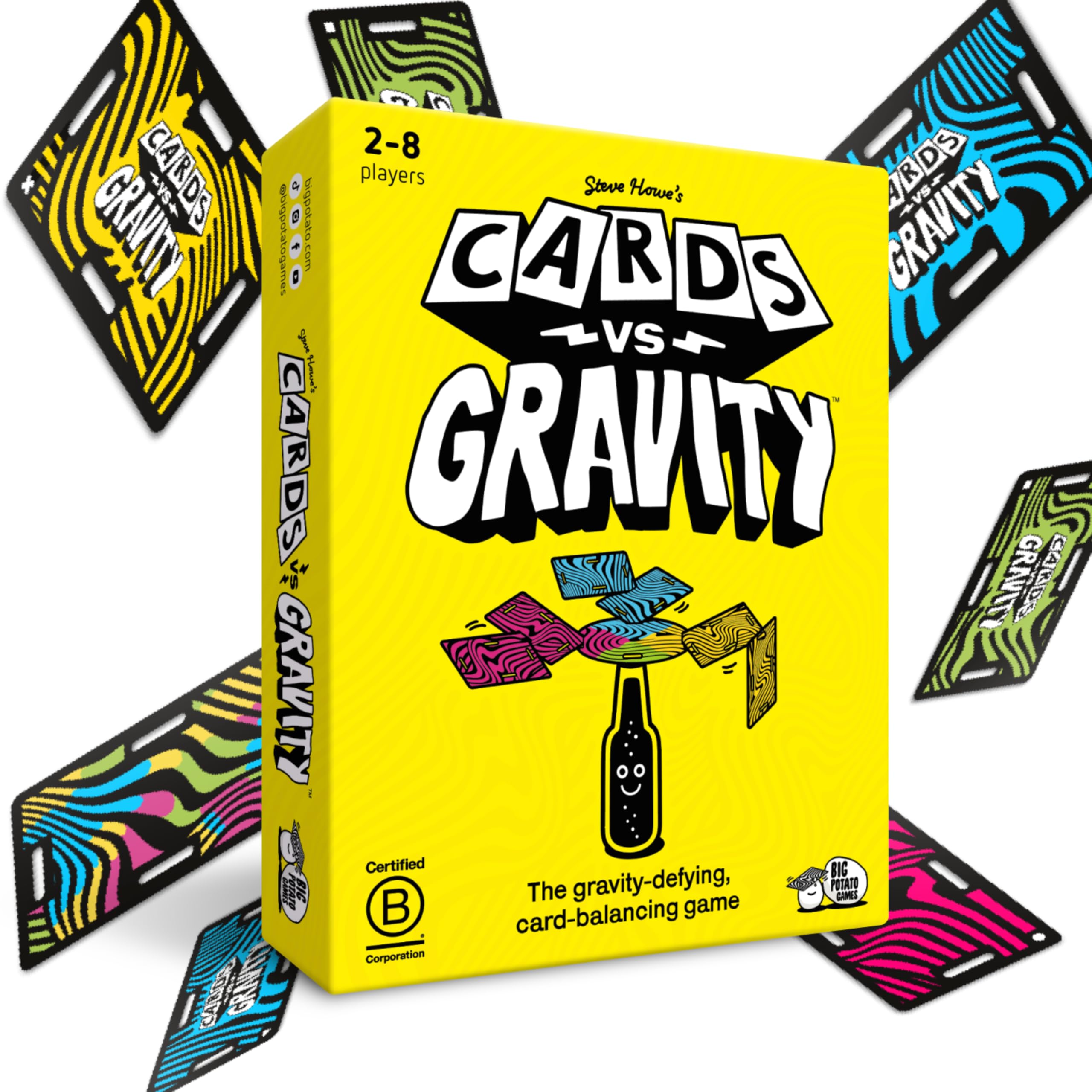 Big Potato Cards vs Gravity: Ultimate Stacking & Balancing Card Game | Waterproof Board Game for Family Fun, Holidays & Game Nights | 2-4 Players