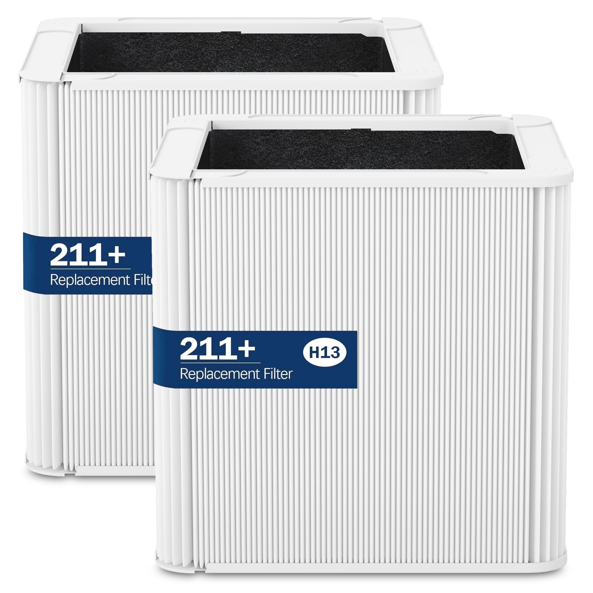2 Pack 211+ Replacement Filter Compatible with Blue Pure 211+ Air Cleaner Purifier, 2 Stage Filtration System of H13 True Filter and Activated Carbon Filter