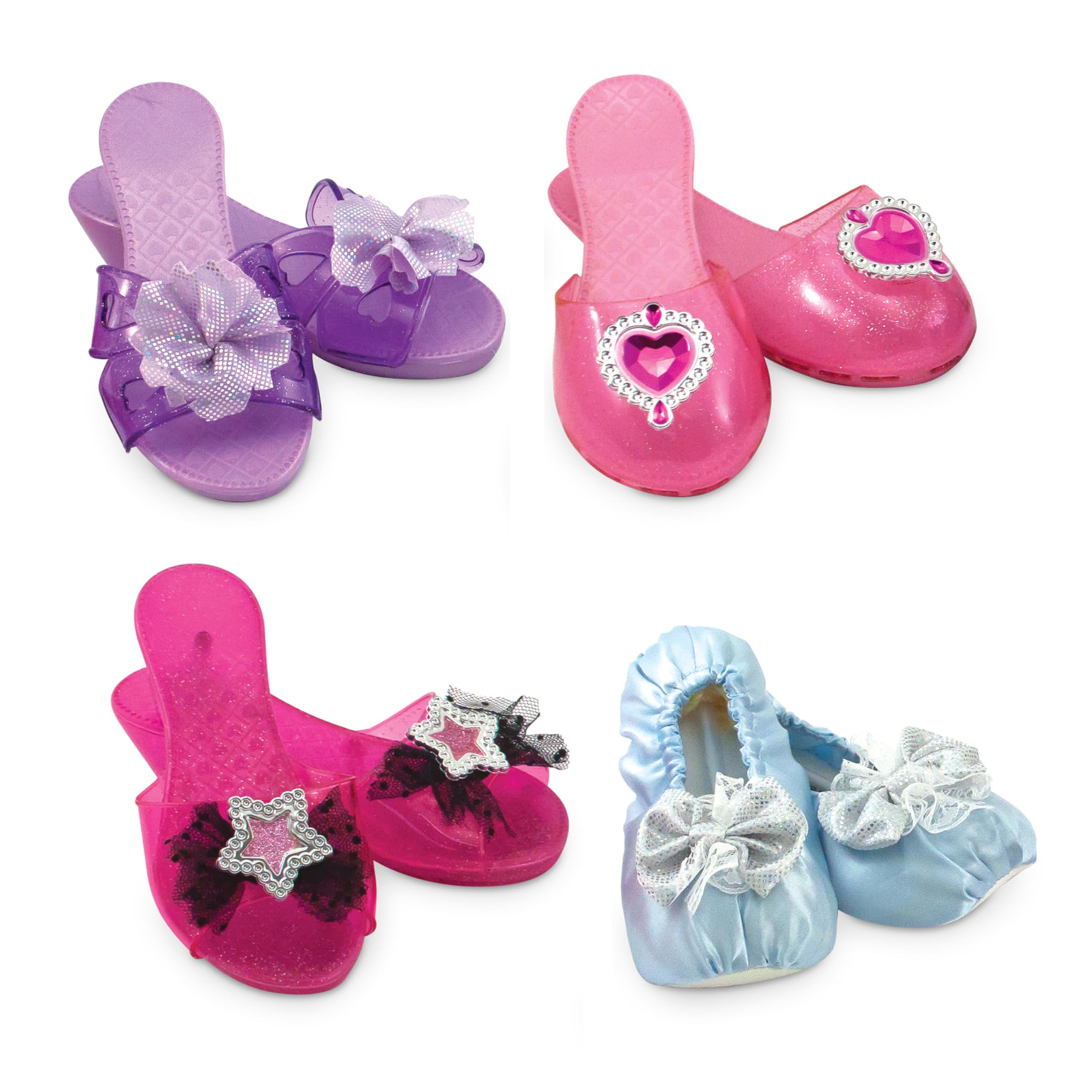 Melissa & Doug Role Play Collection - Step in Style! Dress-Up Shoes Set (4 Pairs), Multicolored, 11" x 12" x 4.5" Packaged