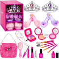 Kids Makeup Kit - Princess Dress Up Shoes, Crowns & Handbag - Pretend Play Fake Makeup Set for Girls, Ages 3-6