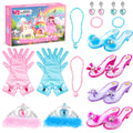 DISHIO Girls Princess Dress Up Shoes and Jewelry Boutique Upgraded Princess Shoes and Accessories with 4 Pair of Princess Play Shoes and Jewelry Set for Toddlers Little Girls Aged 3 4 5 6
