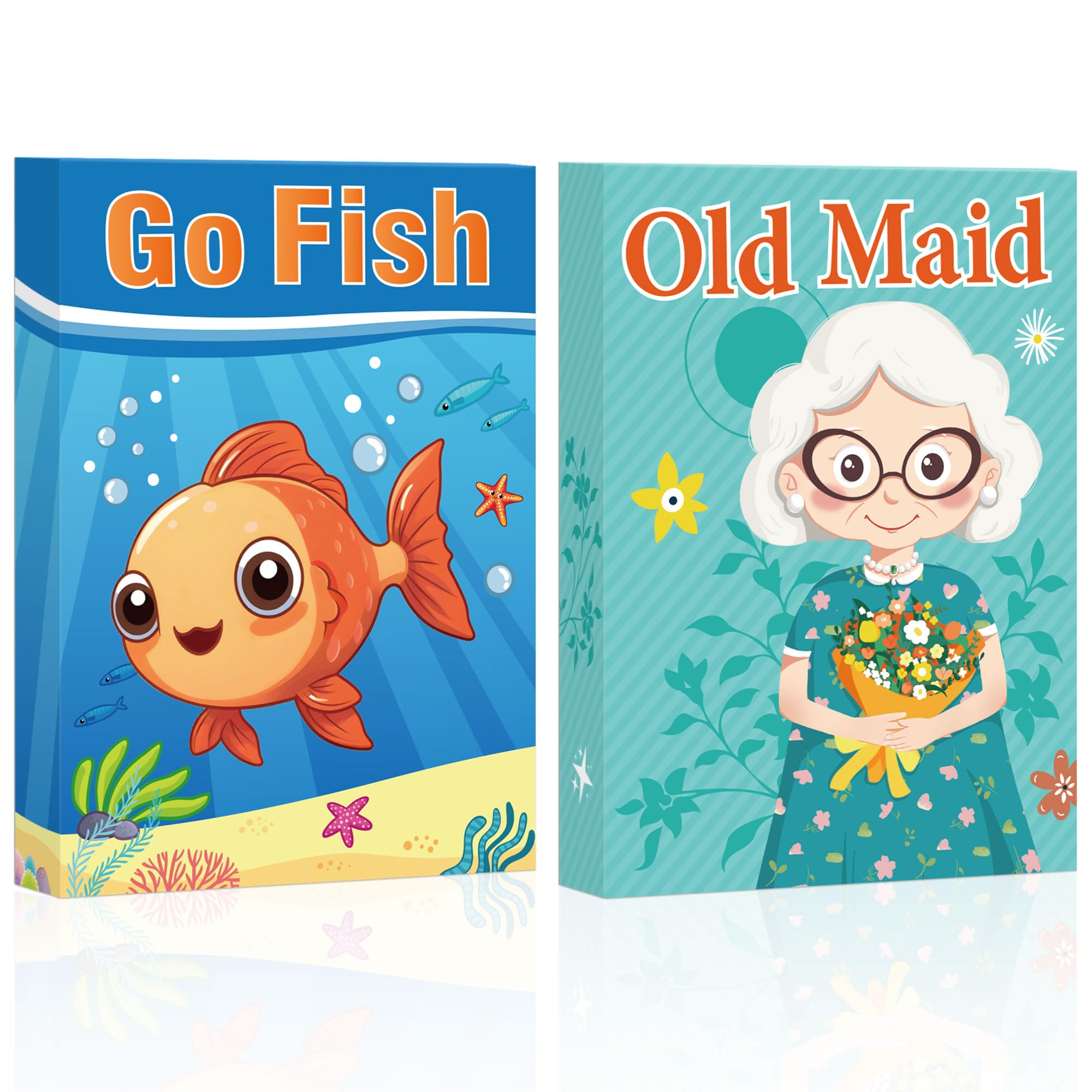 Card Games,Go Fish,Old Maid Card Game for Kids Toddler,2 Decks of Classic Fun Card Game for Game Nights and Family Gatherings,Great Gifts for Birthday Christmas Stocking Stuffers (Go Fish&Old Maid)