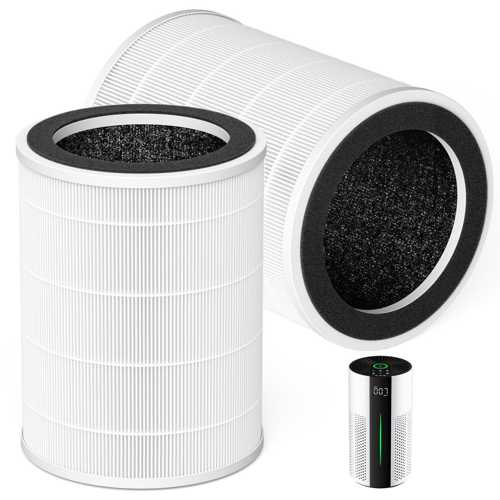 HAP606 Replacement Filter for XenonLab & FreAire, 2-Pack HAP609 Filter Replacement Compatible with ECOSELF HAP609, XenonLab & FreAire HAP606 Purifiers, 3-Stage HEPA & Activated Carbon Filtration