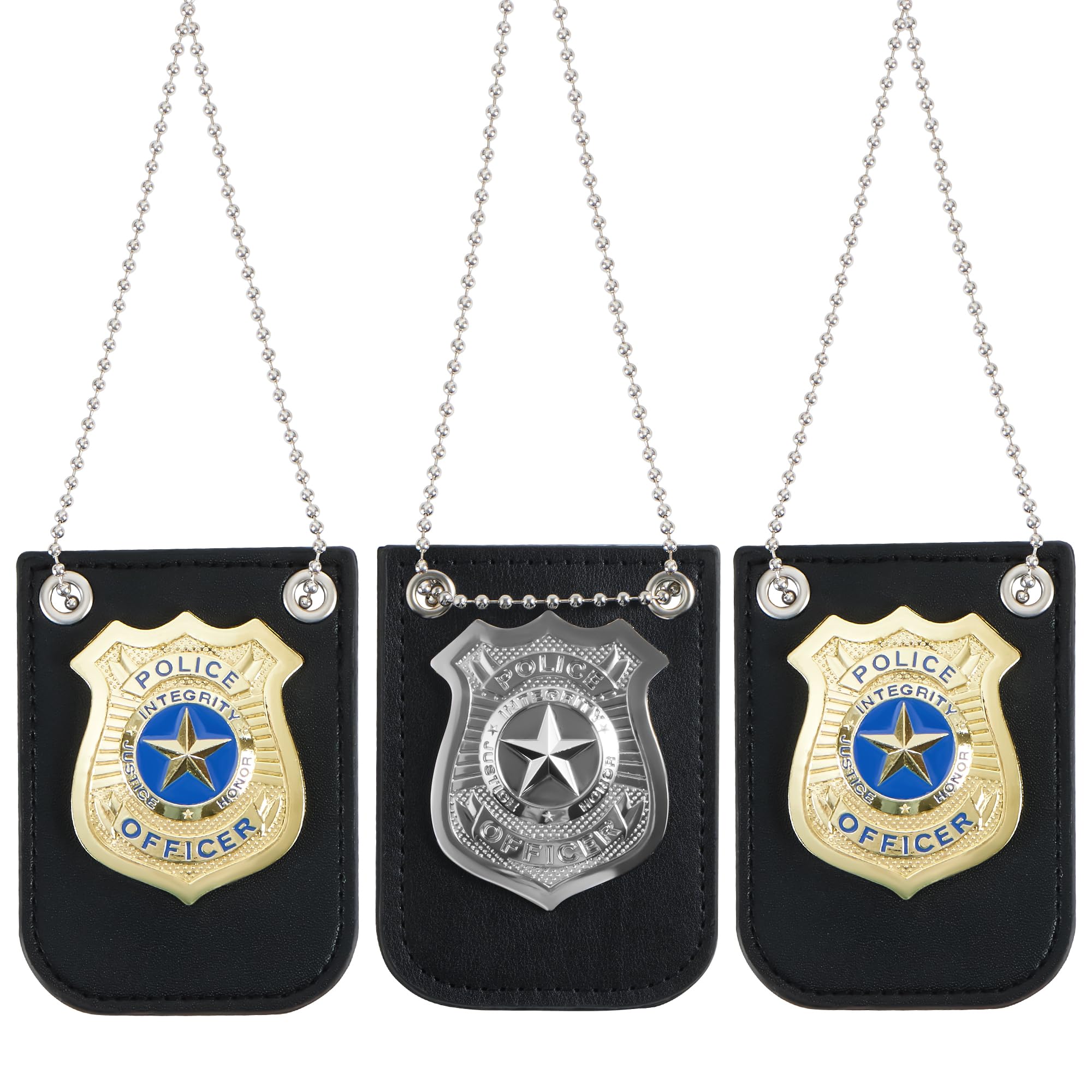 Spooktacular Creations Gold and Silver Badge Set for Police Pretend Halloween Dress Up Games, Cop Play Costume Accessories, Party Favors, Christmas Stuffers for Boys Men Women