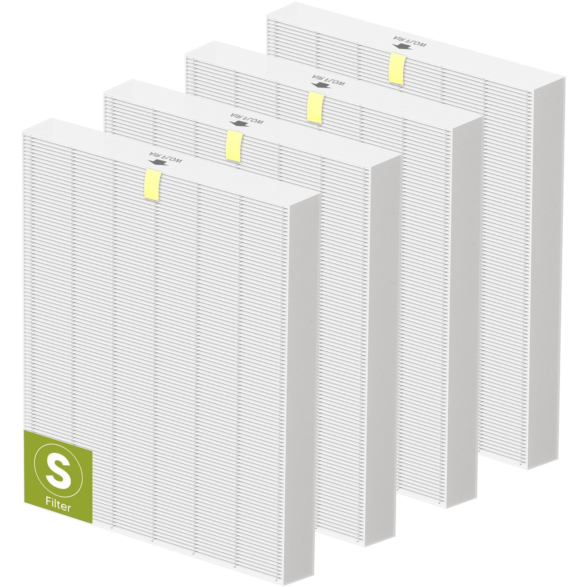 4 Pack C545 Replacement Filter S for Winix C545 Air Purifier, High Efficiency Winix Filter S Only, Part number 1712-0096-00 and 2522-0058-00, For Home Office Livingroom Bedroom Kitchen Wildfire Smoke