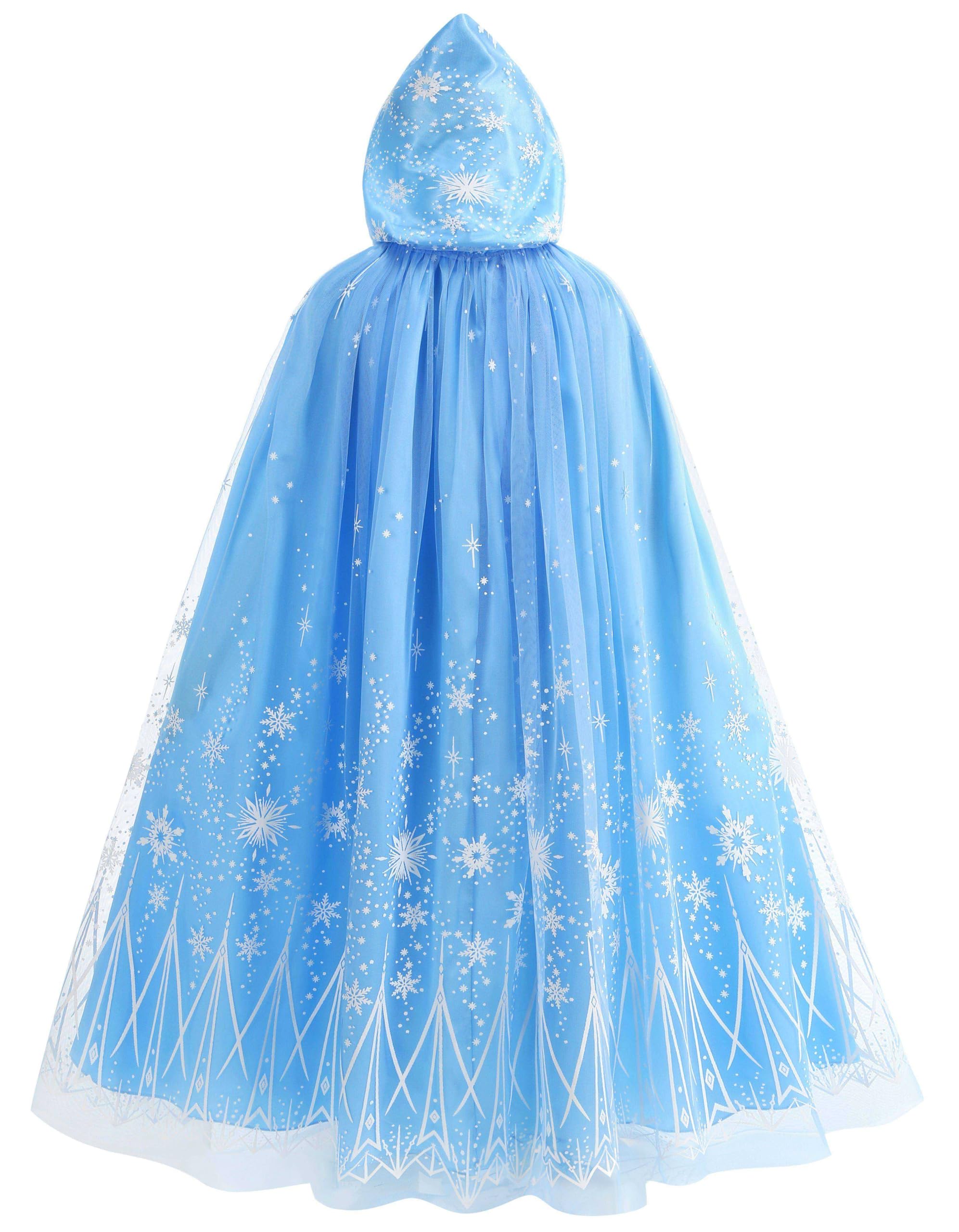 Girls Elsa Cape Hooded Cloak Kids Play Cape Dress up Costume