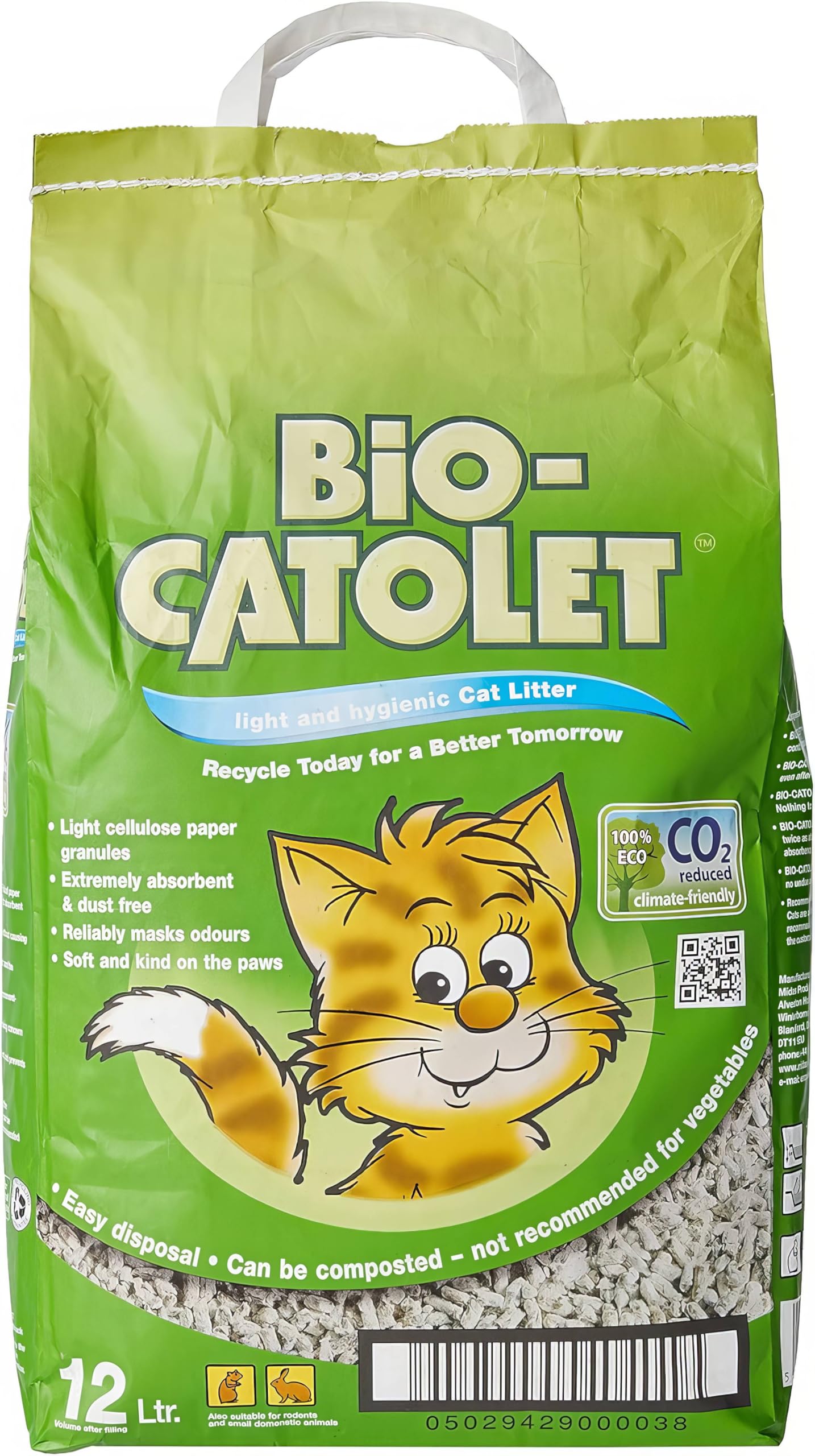 Light & Hygienic Recycled Paper Granules Cat Litter 12 Liter, Packaging May Vary