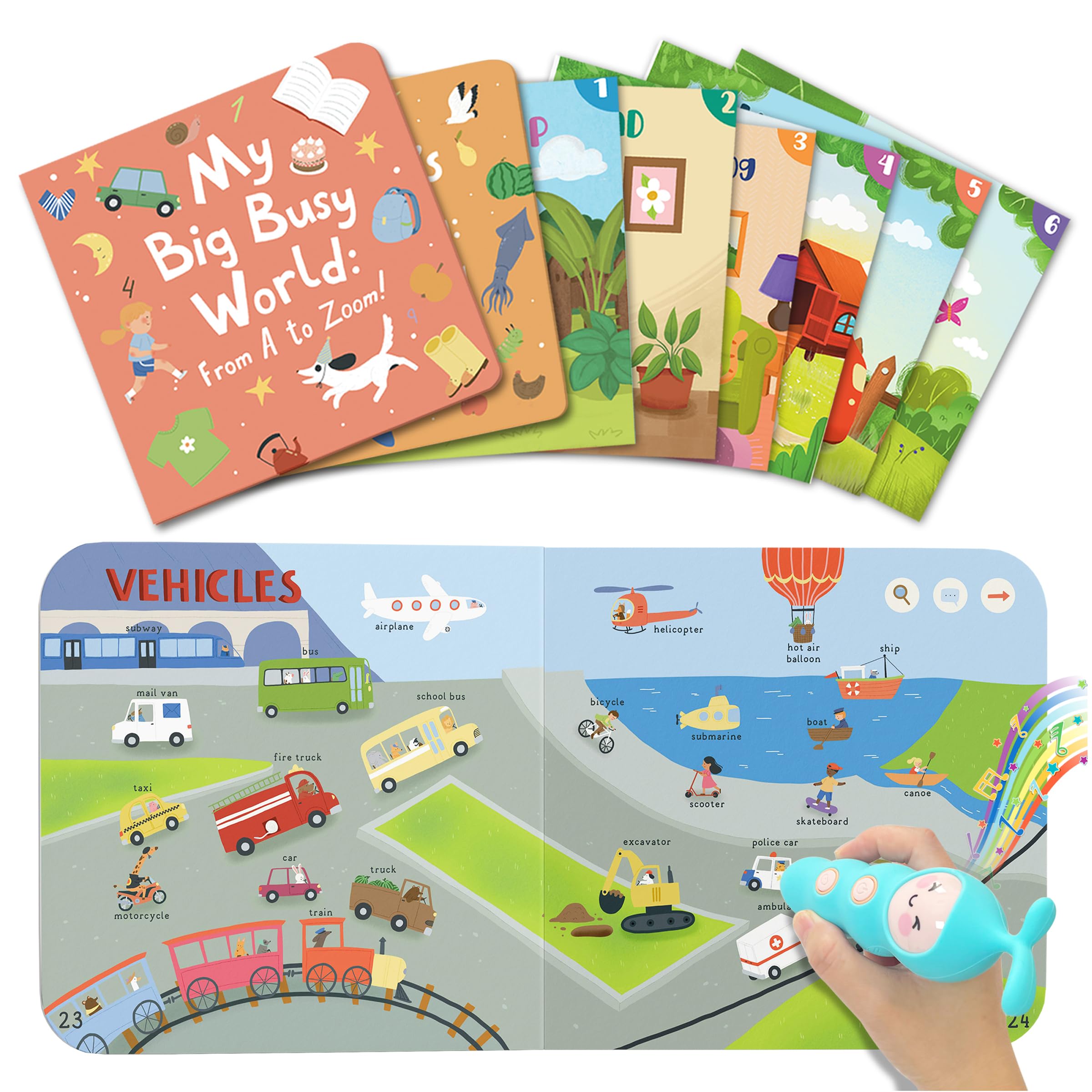 QuTZ Talking Pen Book Set, Learn to Read Sound Books, Learning Toys with 8 Tap to Read Books, 600+ Words & Fun Facts, 6 Phonics Story Books, 700+ Games, Educational Toy for Kids 3+ (Paperback Version)