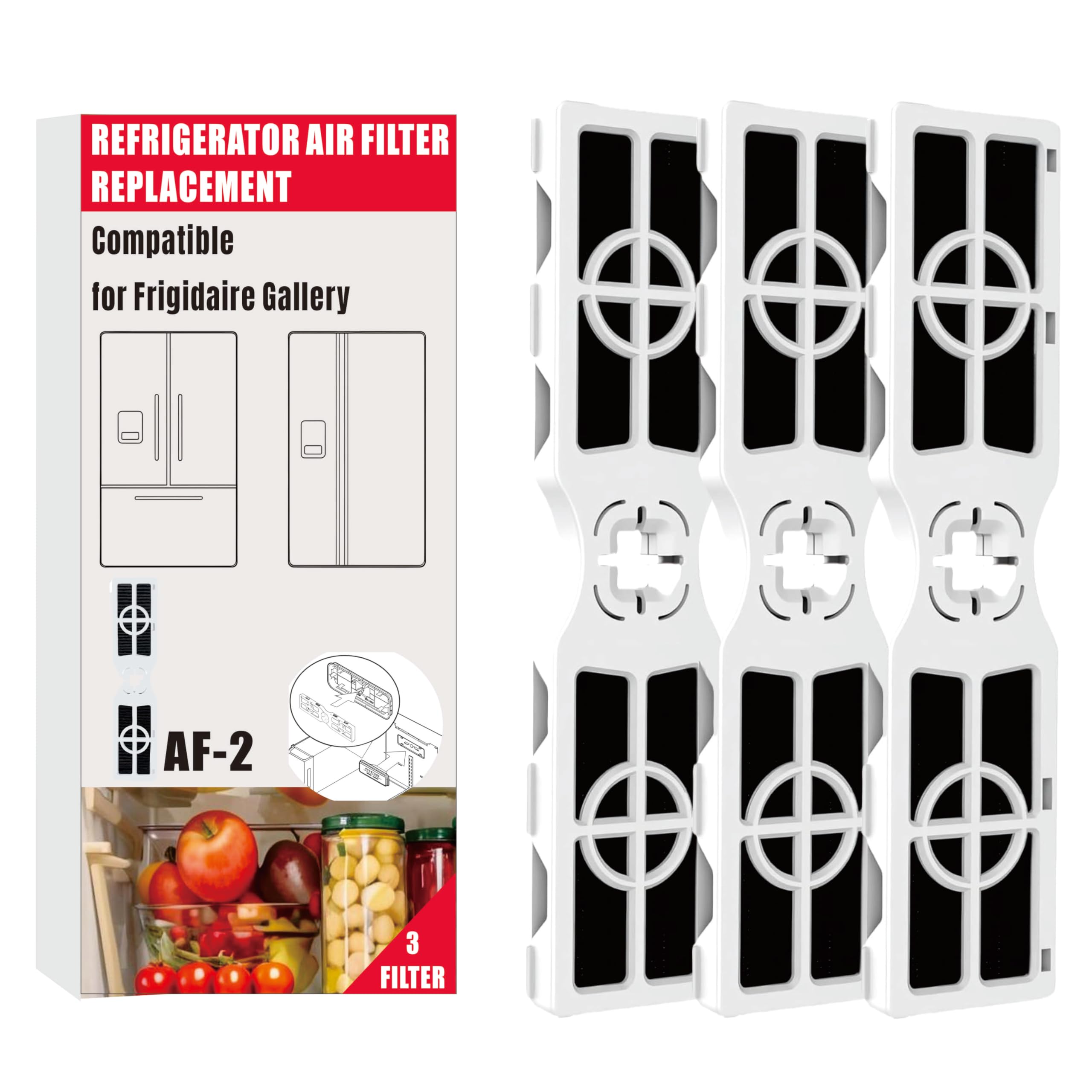 AF-2 Replacement Compatible with for Frgpaaf2 Air Filter for Eventemp with Pureair for Frigidaire Gallery Refrigerator Air Filter Replacement RAF-2 Activated Carbon (3)