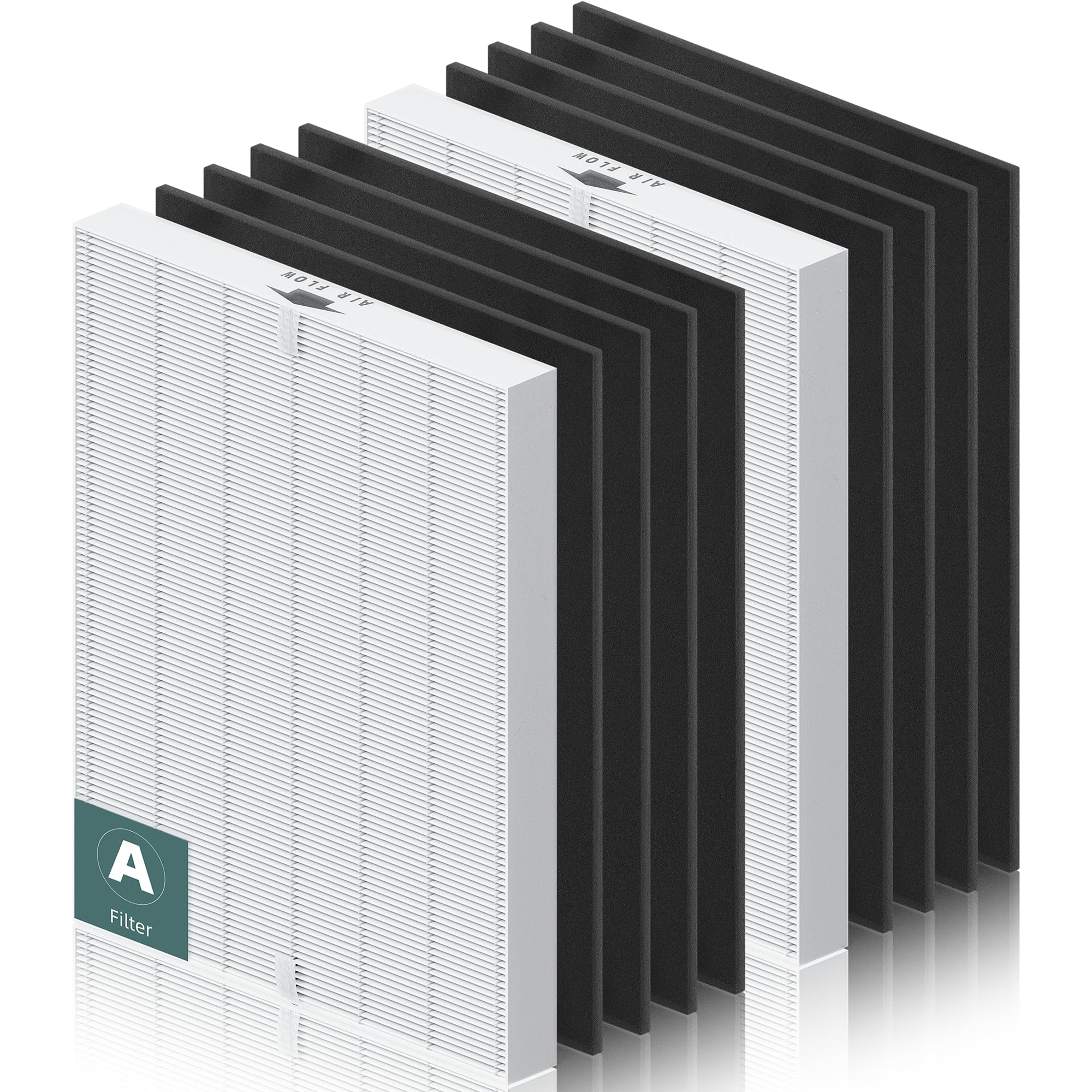115115 Replacement Filter A for Winix PlasmaWave Air Purifier C535 5300 5300-2 6300 6300-2 P300 C909 9800, 2 x High Efficiency Size 21 Filter + 8 x Activated Carbon Pre-Filter, For Home Office Bedroom