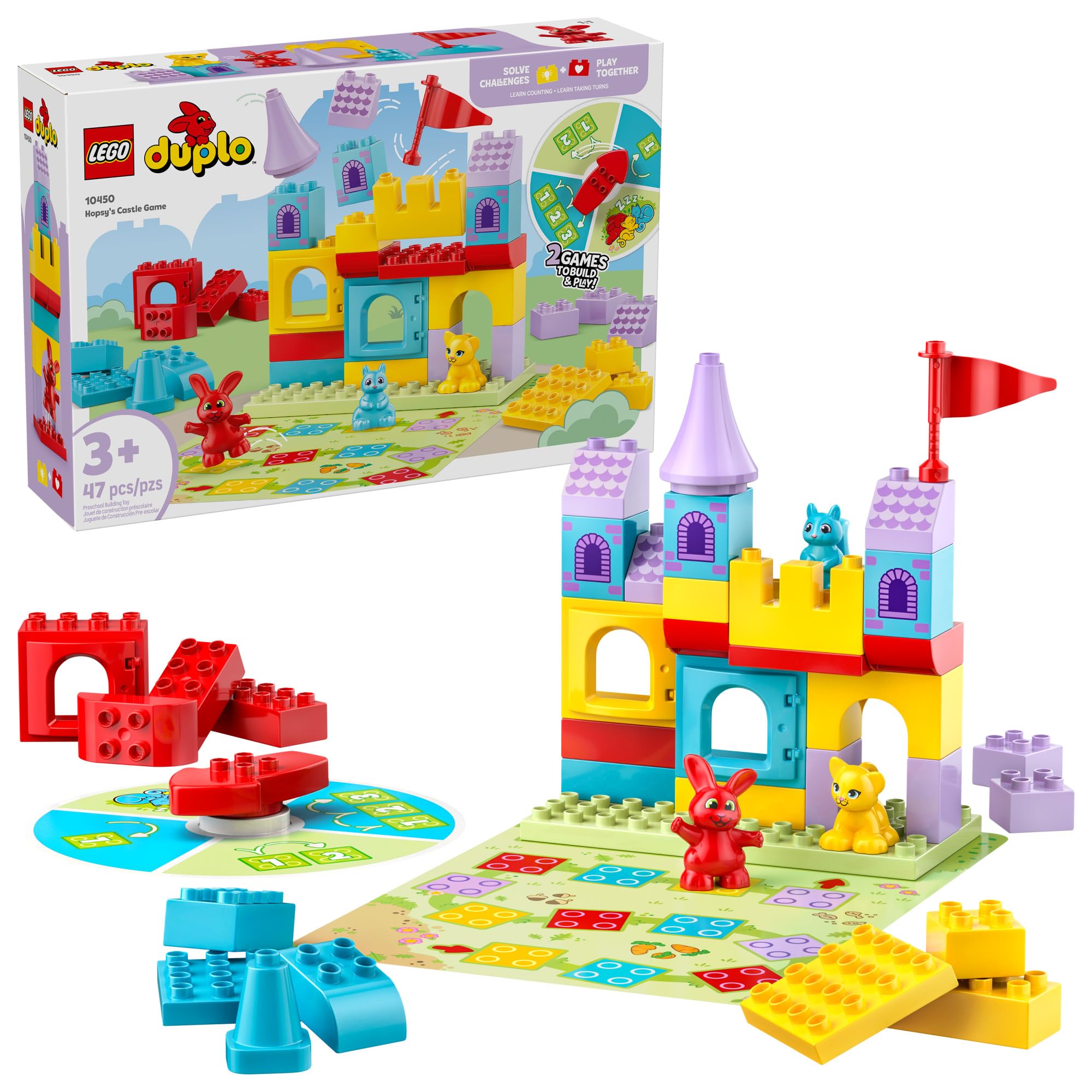 LEGO DUPLO Hopsy’s Castle Game Building Toy for Pretend Play - Learning & Education Play Set for Boys & Girls, Ages 3+ - Toddlers Learn Skills Through Play - Gift Idea for Family Game Night - 10450