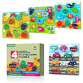 Montessori Puzzles for Toddlers | 4-in-1 Hook & Loop Wooden Puzzles | Early Learning Toys for Jungle Ocean Transportation Fruit Themes
