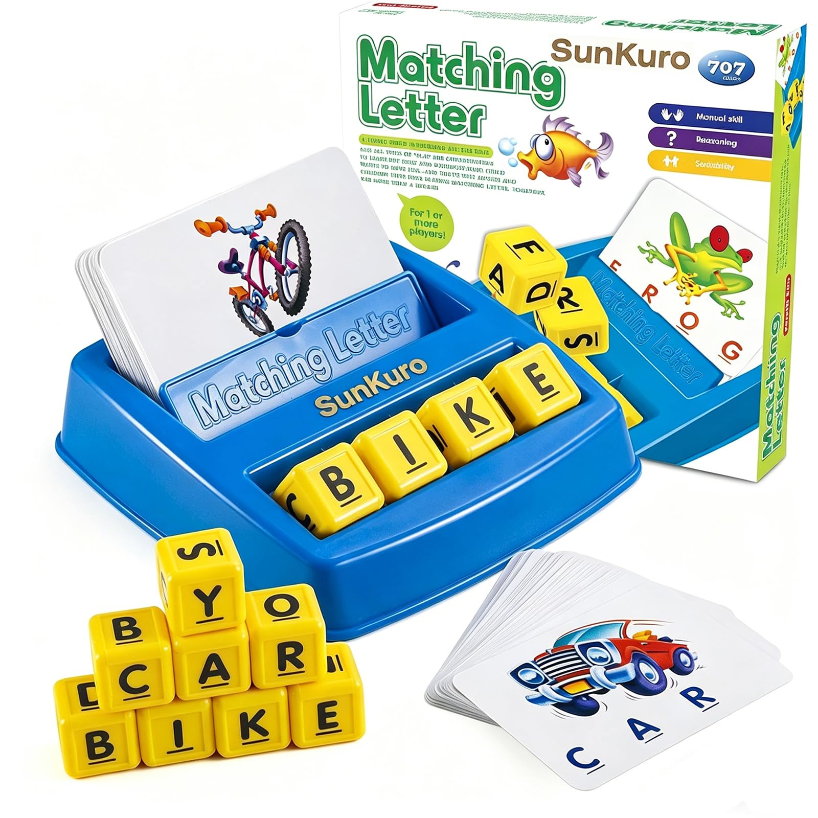 Learning Games for Kids Ages 3-8, Matching Letter Game for Kids Toys Ages 3-8 Educational Toys for 3-8 Year Olds Boys Girls Alphabet Puzzle Birthday Easter Gifts for 3-8 Year Old Boys Girls (Blue)