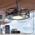 16'' Outdoor Ceiling Fan with Lights, Weatherproof Plug in Ceiling Fan for Gazebo, Caged Hanging Fan with Remote & APP Control, 3CCT, 6-Speed Outdoor Fan for Patio, Porch, Black