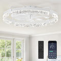 ZMISHIBO 24 Inch Flush Mount Ceiling Fan with Light, Bladeless Low Profile Enclosed Fan for Bedroom Kids Room, 6 Speeds Reversible DC Motor, 3CCT Dimmable Smart App Control