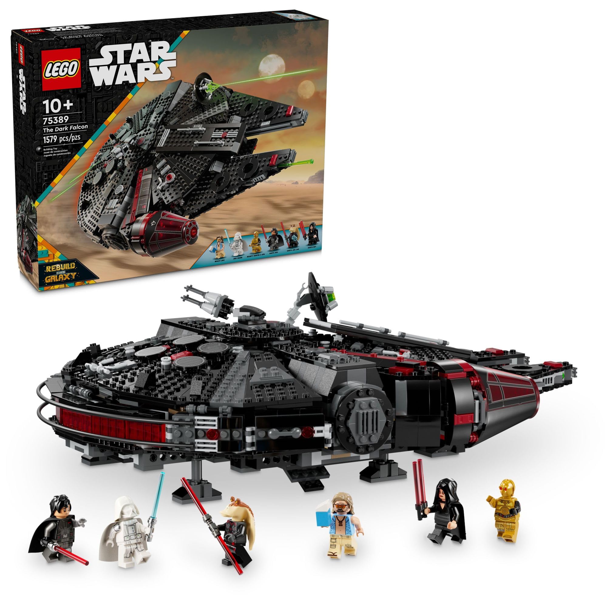 LEGO Star Wars The Dark Falcon Buildable Starship - Star Wars Toy Set for Boys and Girls - Collectible Millenium Falcon Toy with 6 Minifigures - Birthday Gift for Kids - 75389