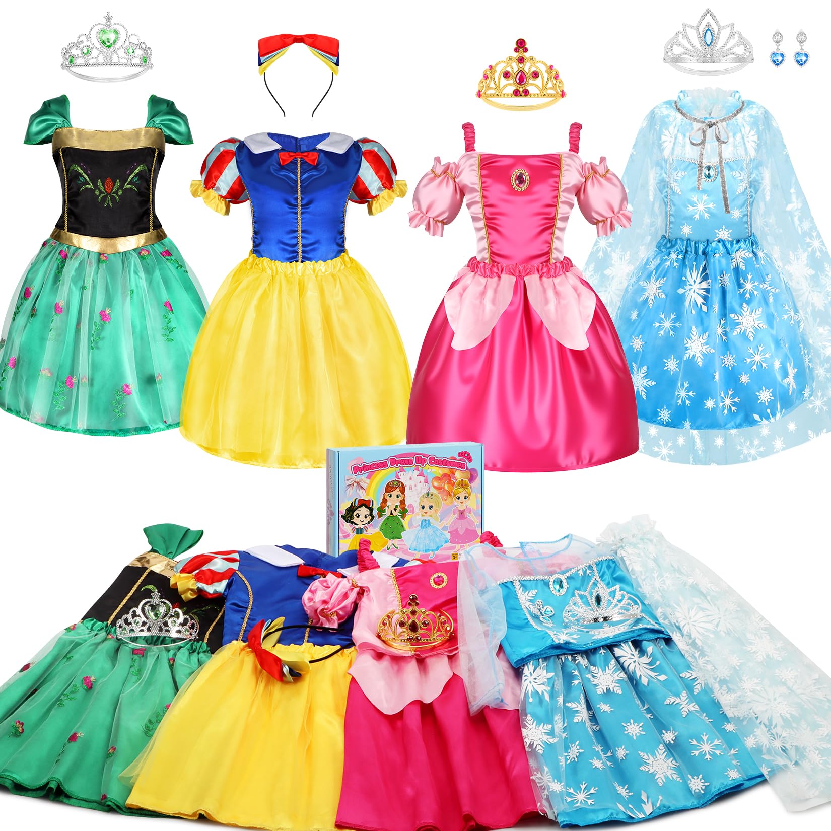 VGOFUN Princess Dress Up Clothes for Little Girls Princess Costume Princess Dresses Toddler Christmas Birthday Gift Aged 3-6