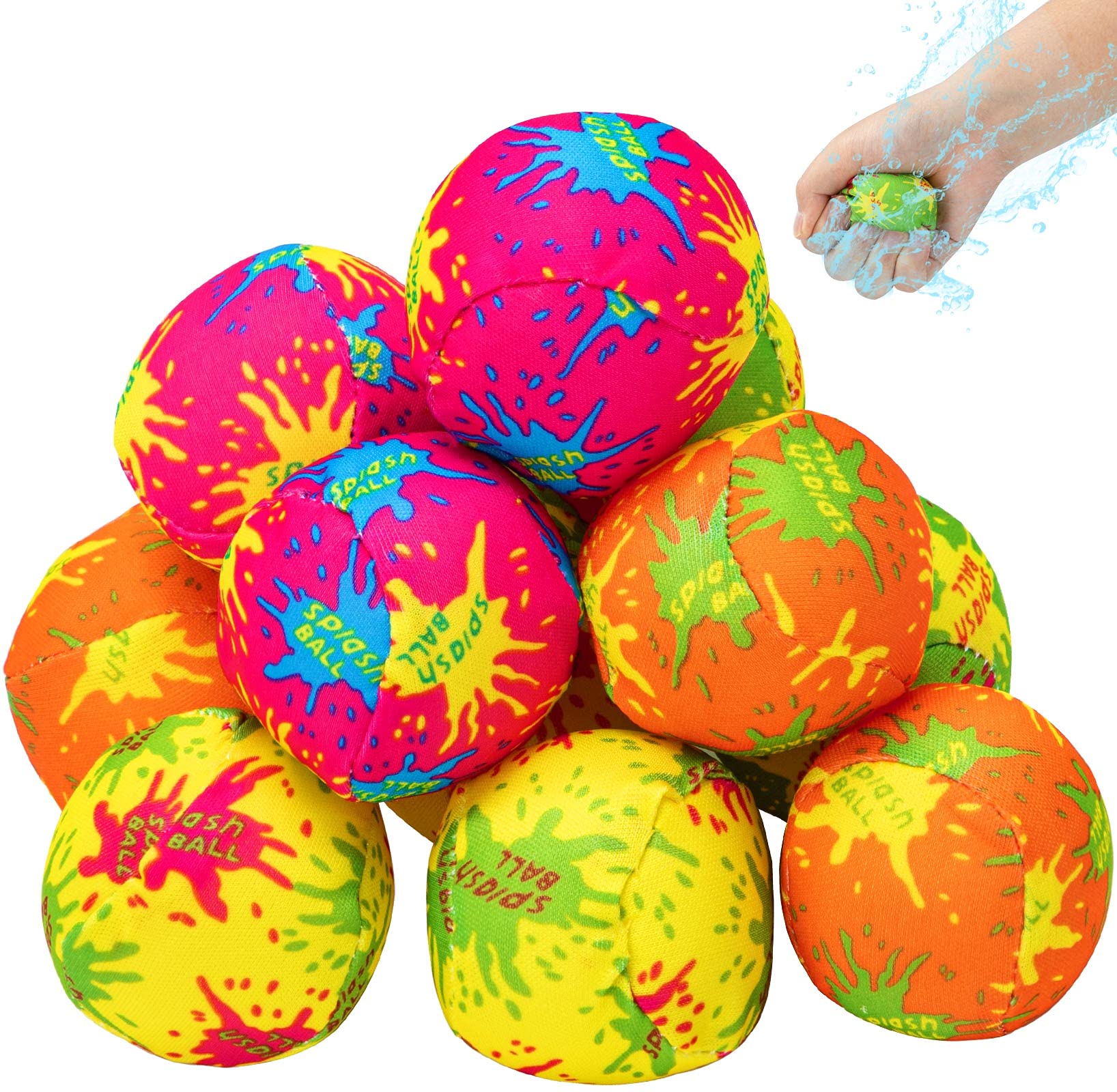 HFATMOS 12 Pcs Water Splash Balls Float Mini Water Bomb Balls for Pool, Water Absorbent Ball for Water Activities, Summer Beach Soaking Games Ball Party Activities