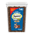 Temptations Jumbo Stuffed Cat Treats, Crunchy and Soft Cat Treats, Savory Salmon Flavor, 14 oz. Tub