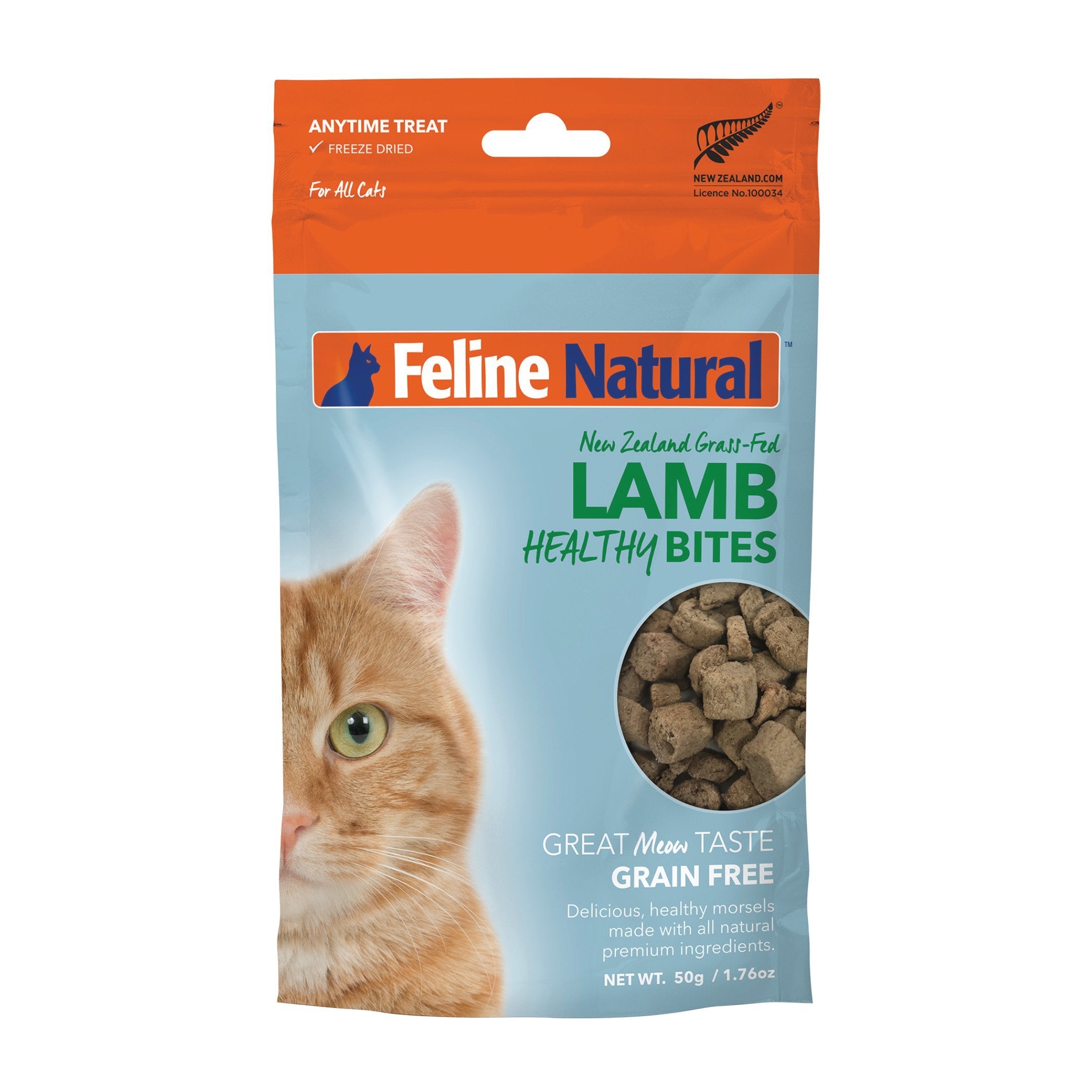 Feline Natural Freeze Dried Cat Treats – New Zealand Single-Source Protein Treats for Cats - Grain-Free Healthy Cat Snacks, Lamb Bites, 1.76oz
