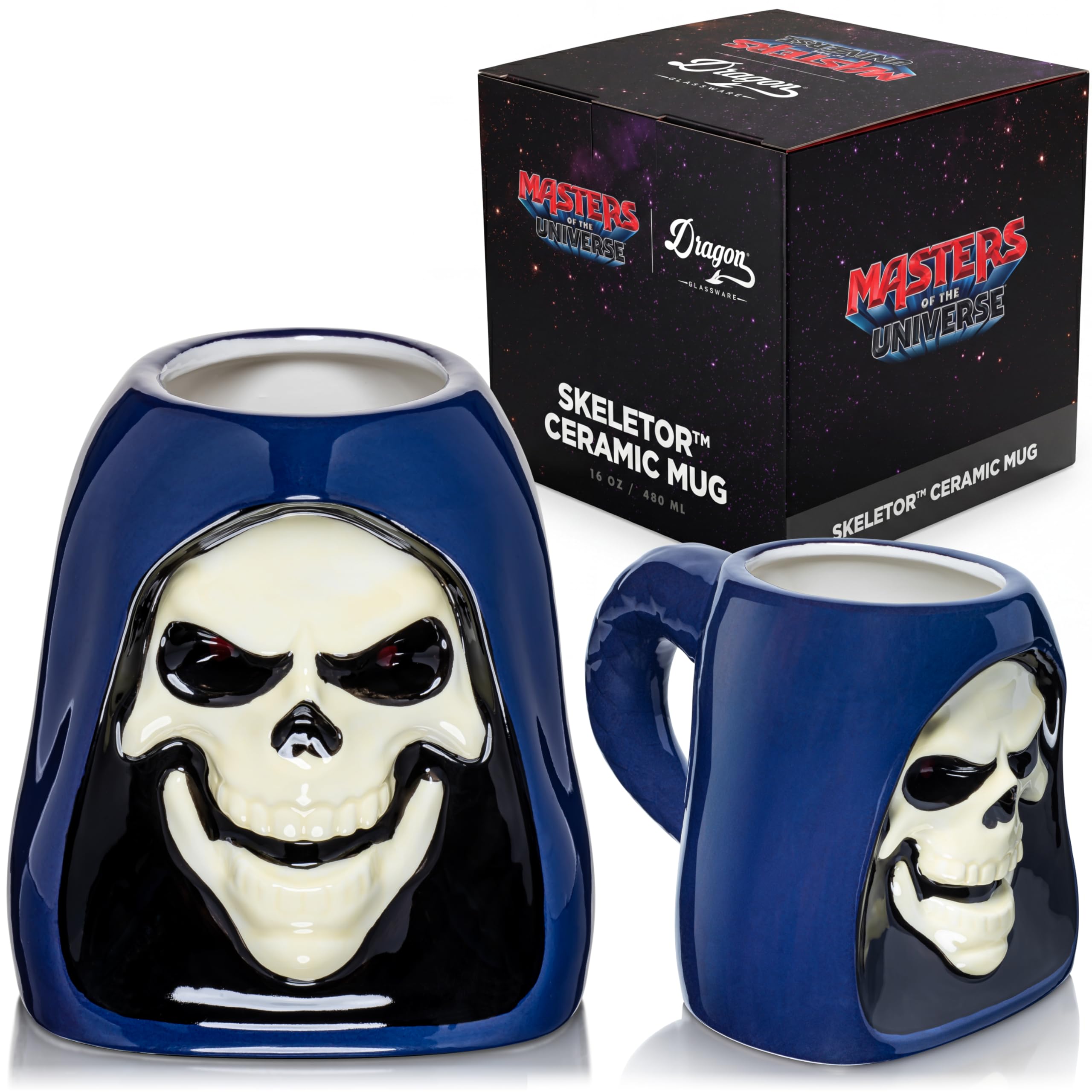 Dragon Glassware x Masters of the Universe (MOTU) 16 oz Skeletor Figural Ceramic Mug - Official 2026 Movie Merch